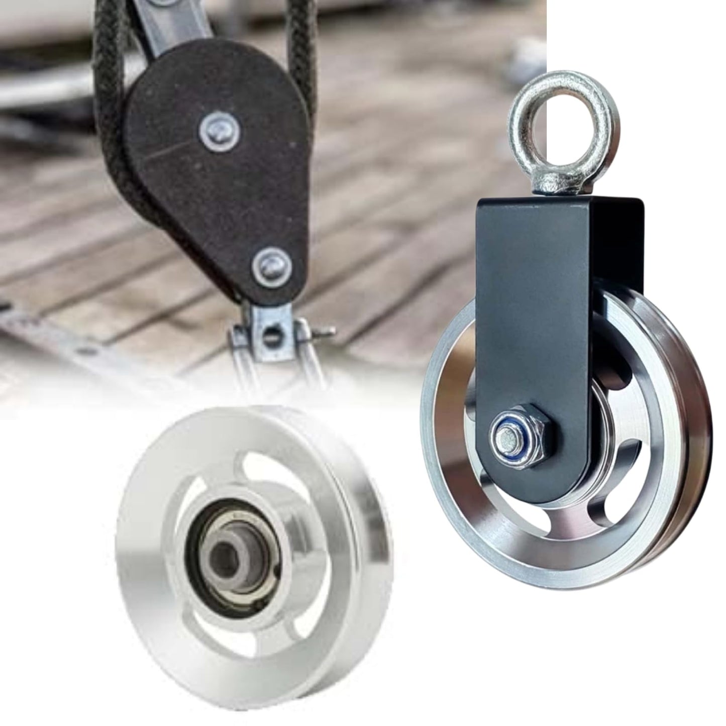 Gueiddi Aluminum GYM Pulley Wheel, Universal Aluminum Alloy Bearing Pulley Wheel for Cable Machine Gym Equipment Part Garage Door (Blue 88-90mm)