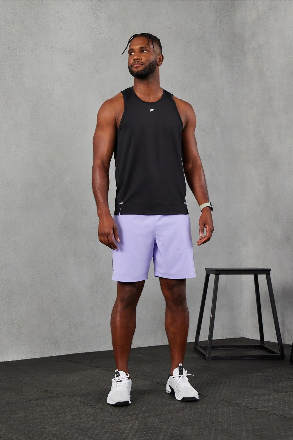 Fabletics Men's The 02 Tank, Performance Running, Jogging, Training, Ultra Lightweight, Reflective, Breathable, XS, Black