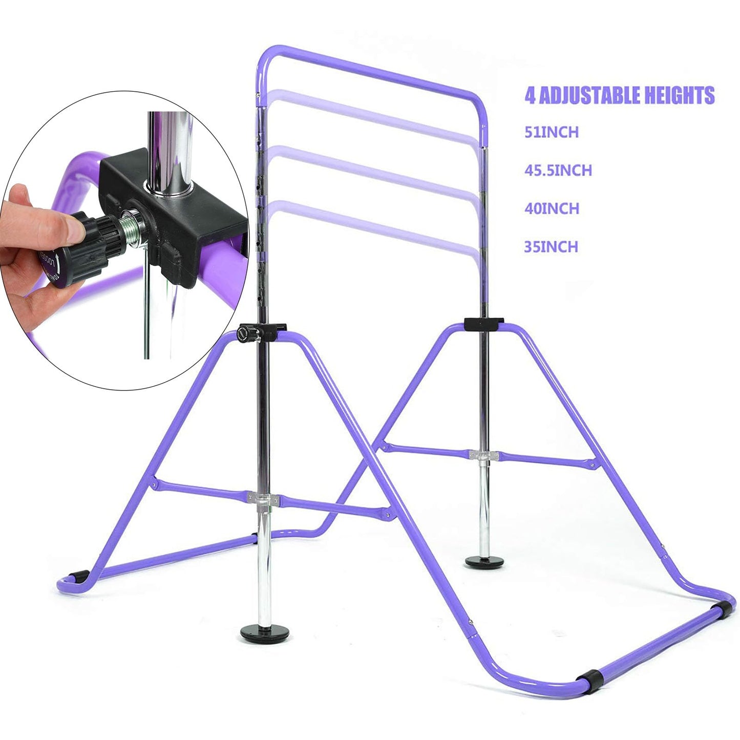 WATBKHE Kids Gymnastics Bar Gymnastic Equipment for Home Adjustable Height Gymnastic Training Bar Gymnastic Stuff for 3-7 Years Old Girls (Purple)