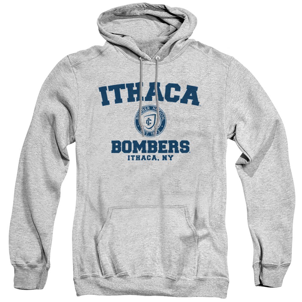 Ithaca College Official Circle Logo Unisex Adult Pull-Over Hoodie,Athletic Heather, Medium