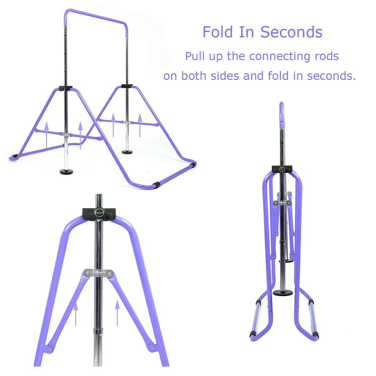 WATBKHE Kids Gymnastics Bar Gymnastic Equipment for Home Adjustable Height Gymnastic Training Bar Gymnastic Stuff for 3-7 Years Old Girls (Purple)