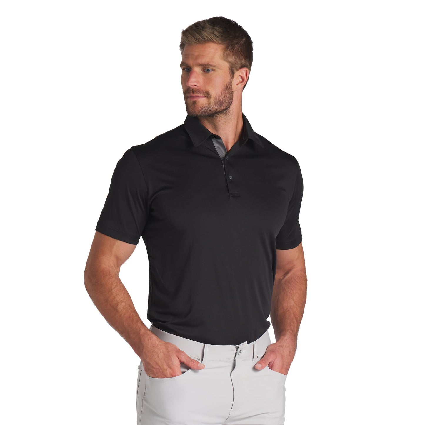Puma Golf Men's MATTR Brigade Polo, Puma Black-Slate Sky