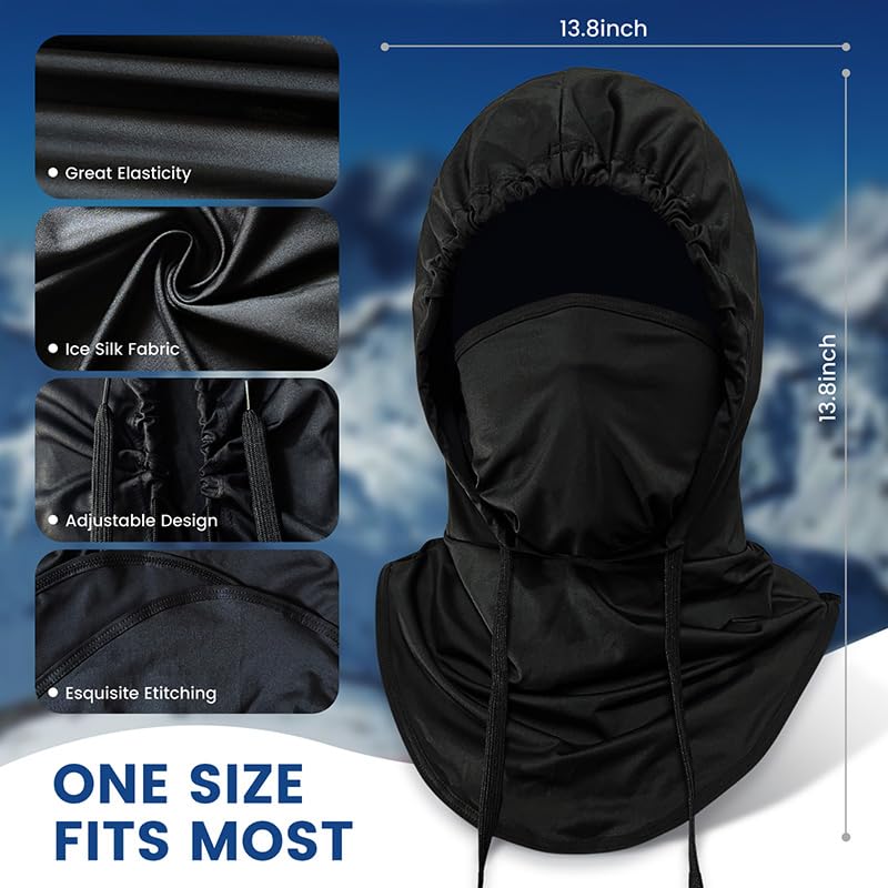 Adjustable Balaclava Face Mask, Ice Silk Design, 2-Pack Shiesty Ski Mask for Men, Women, and Kids, UV Protection Sun Hood (Silk, White)