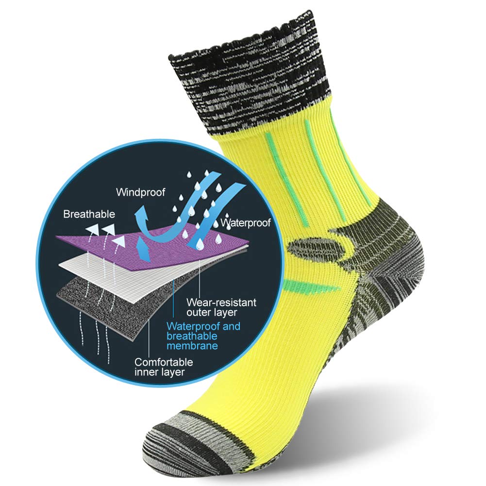 RANDY SUN Waterproof Athletic Socks, Men's Outdoor Sports Socks for Hiking Convenient and Easy to Wear 2 Pairs, Large