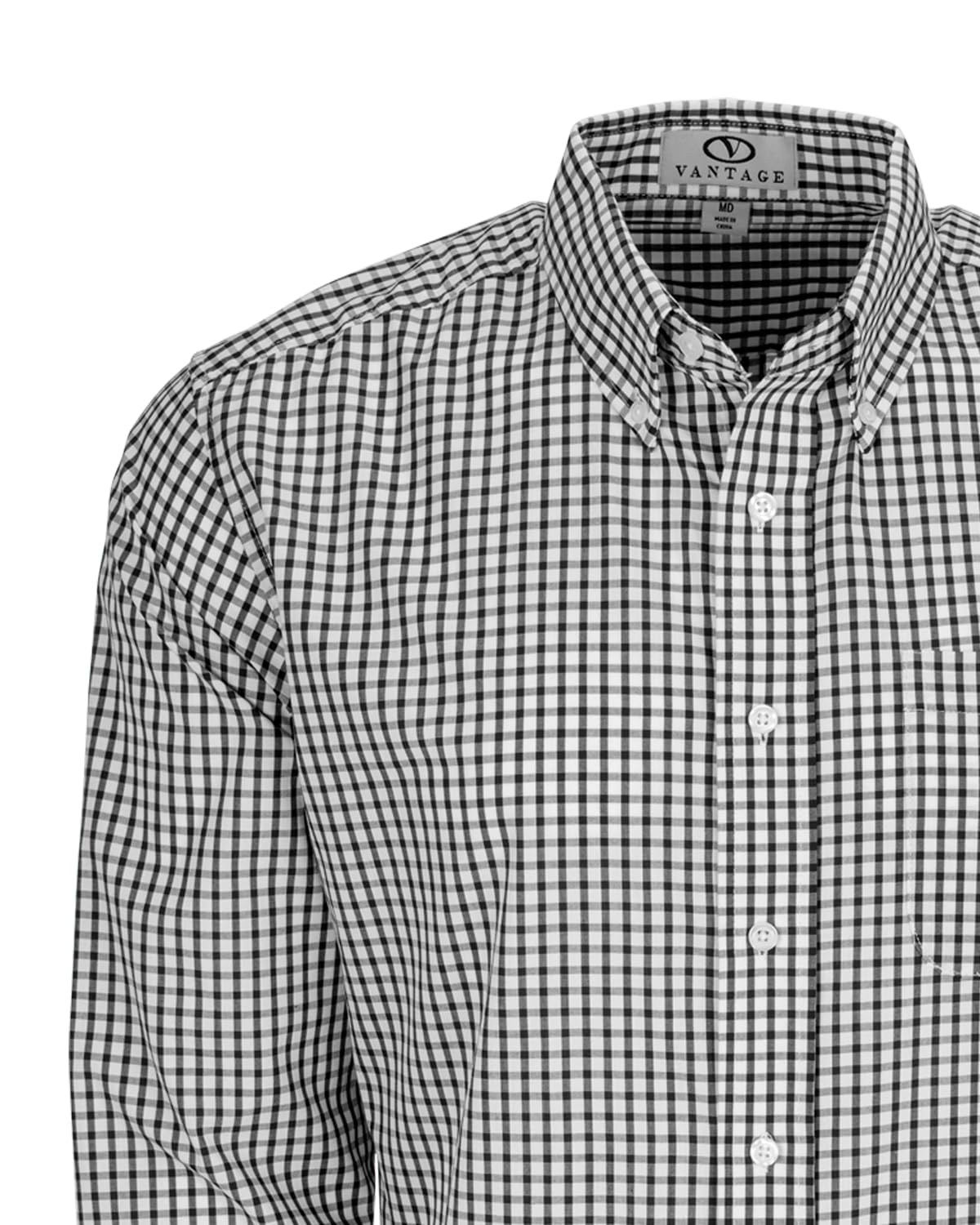 Vantage Apparel Men's Collegiate Easy-Care Long Sleeve Gingham Check Button Down Shirt, USC Trojans, Black, X-Large