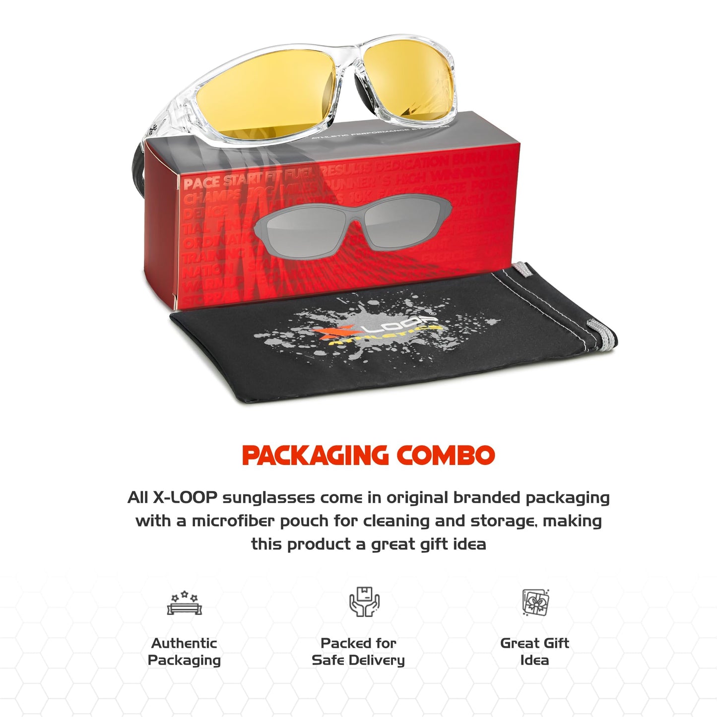 X LOOP Polarized Sports Sunglasses for Men - Wrap Around UV400 Baseball Running Cycling Driving Fishing Golf Glasses