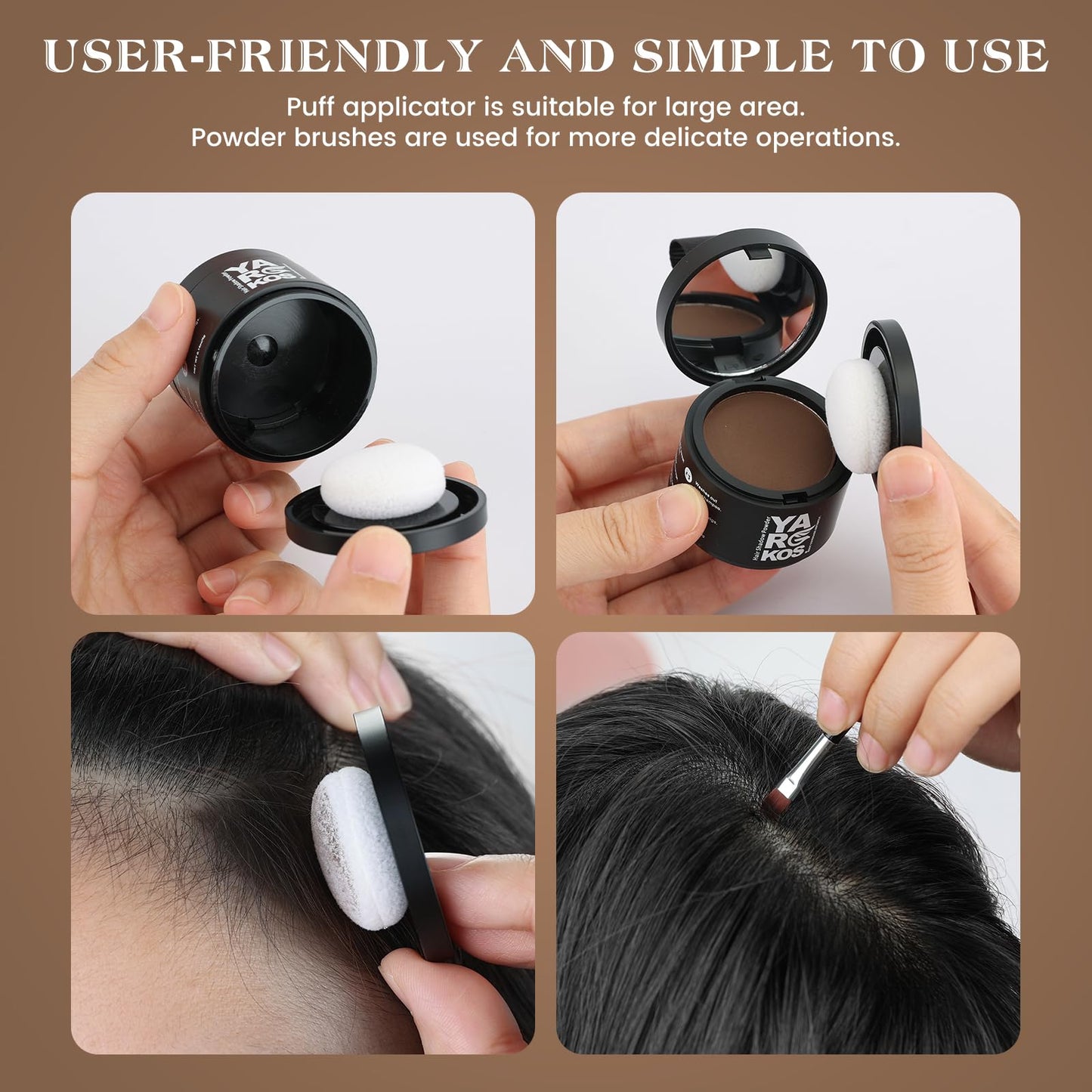 Yargkos Hairline Shadow Powder, Light Brown, Root Touch Up Powder for Instantly Gray Hair Cover Up, Women Color Root Coverage for Thinning Grey, Mens Roots Concealer for Hair Loss Beard Line, #1