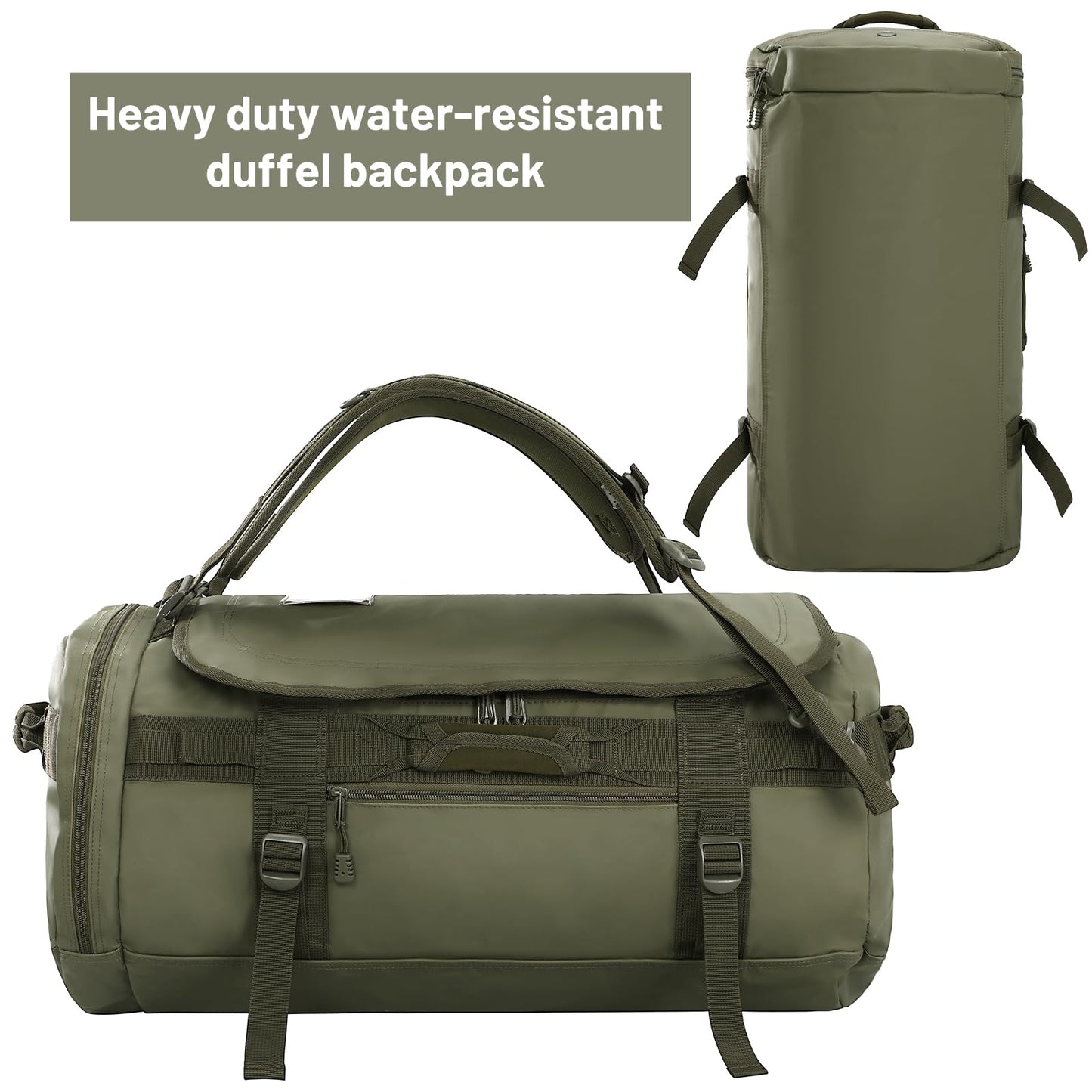 MIER Large Duffel Backpack Sports Gym Bag with Shoe Compartment, Heavy Duty and Water Resistant, Dark Green, 45L