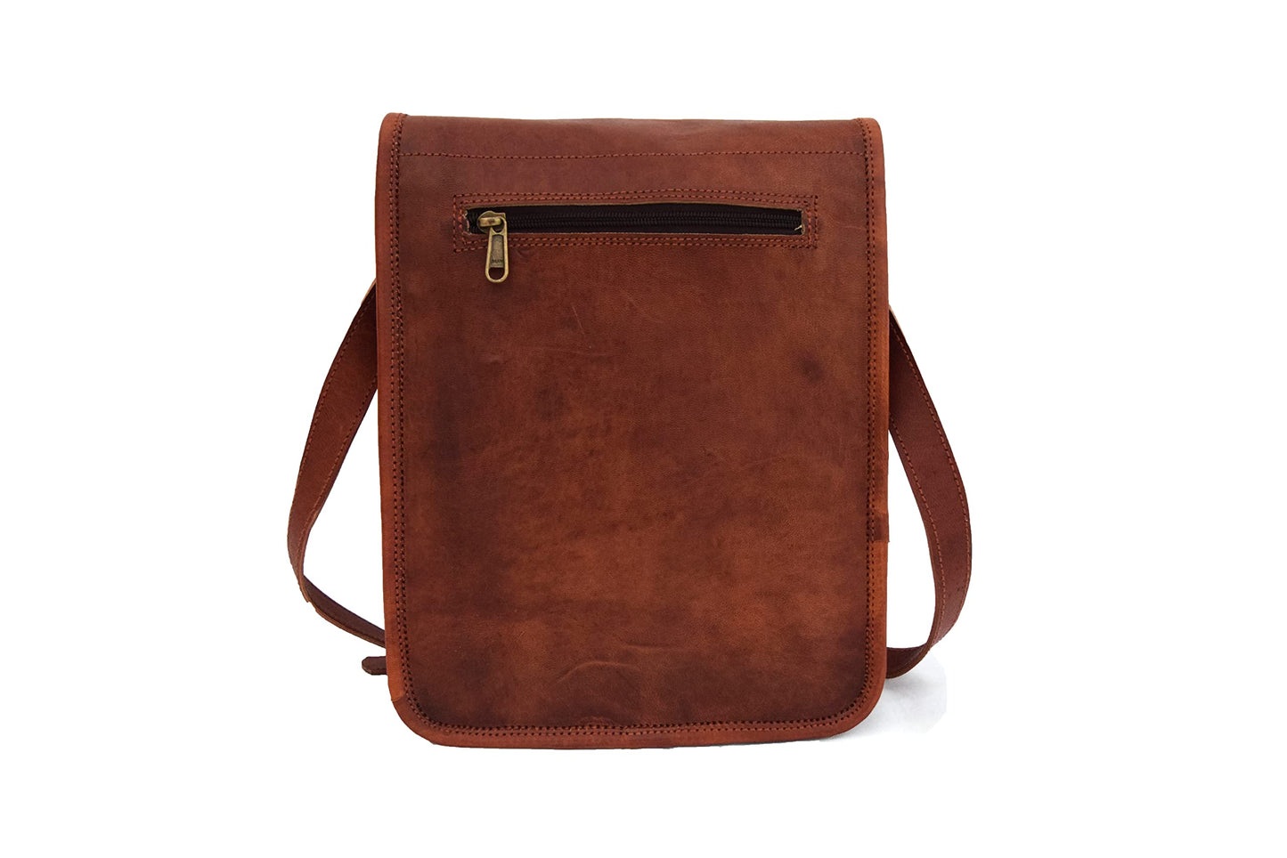 11 inches Genuine Leather Messenger Crossbody Bag Men Women Unisex Teens Satchel Handbag Sling Bags Fits iPad/Tab Mini