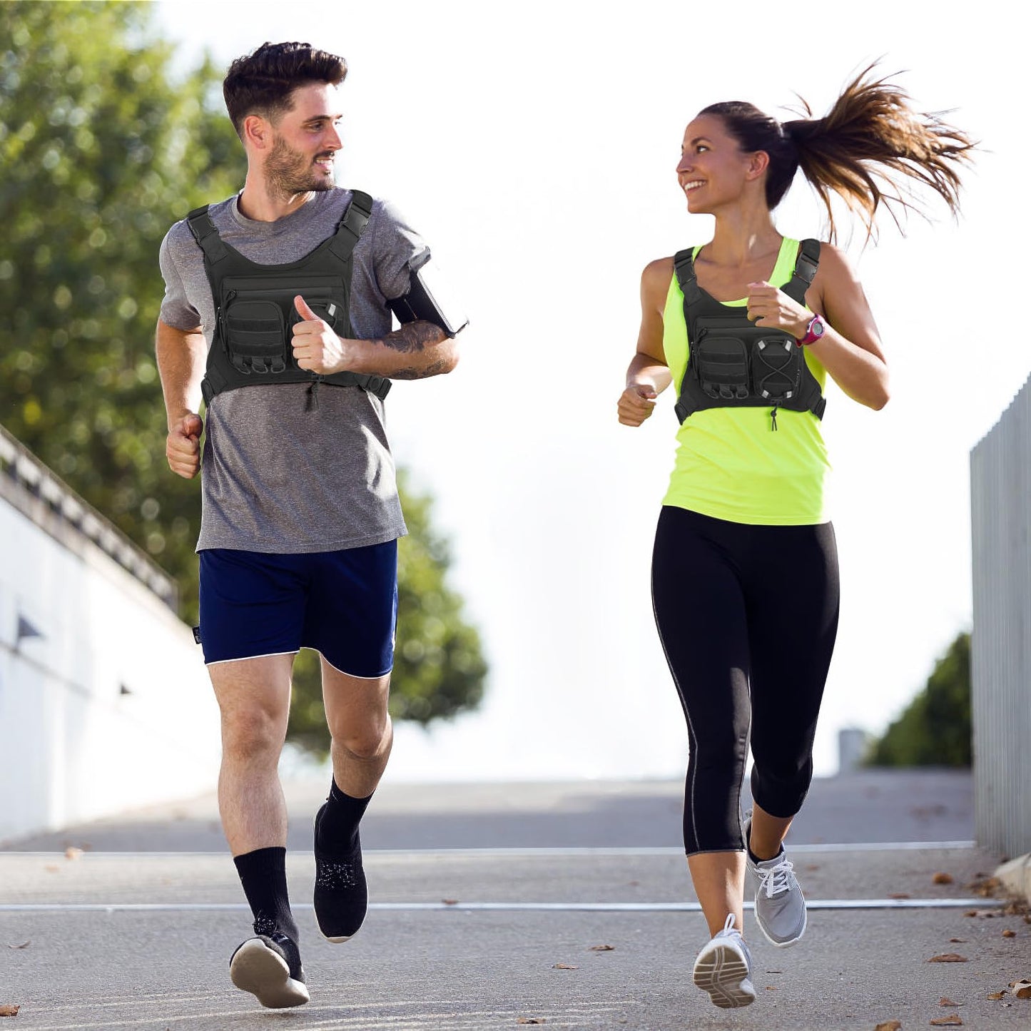 LarKoo Sports Chest Bag for Men & Women EDC Pouch Bag Chest Vest Holster Fits Most Pistols, Adjustable IFAK Travel Chest Pack for Running, Hiking, Workouts… (ACU Black)