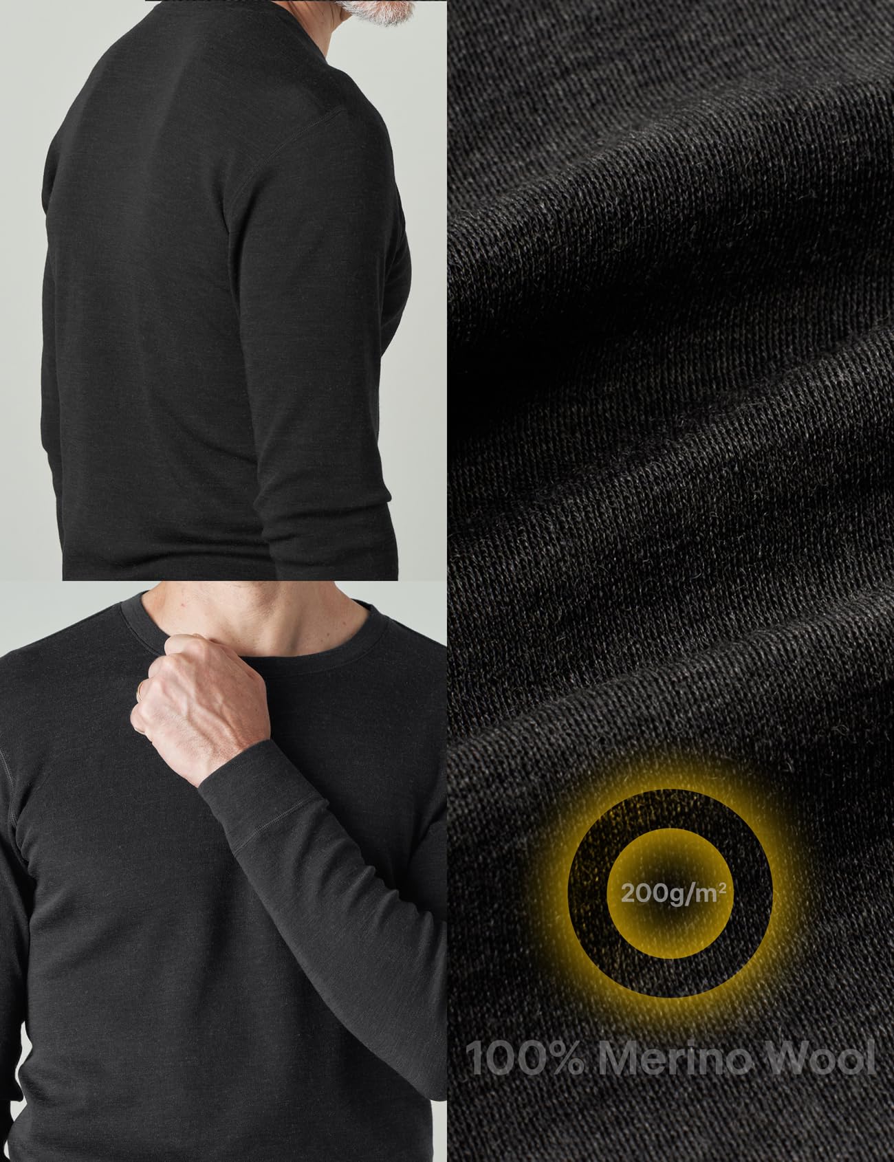 LAPASA Men 100% Merino Wool Shirt Base Layer Lightweight Thermal Top Long Sleeve Hunting Undershirt Warm Soft Long John M29 X-Large Top: Dark Heather Grey