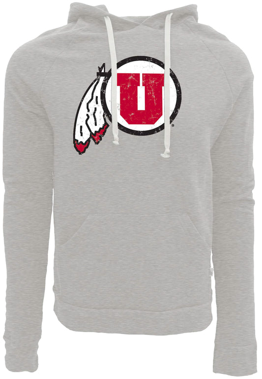Blue 84 Men's Utah Utes Tri-Blend Hoodie Vintage Icon Heather Grey, Grey, XX-Large