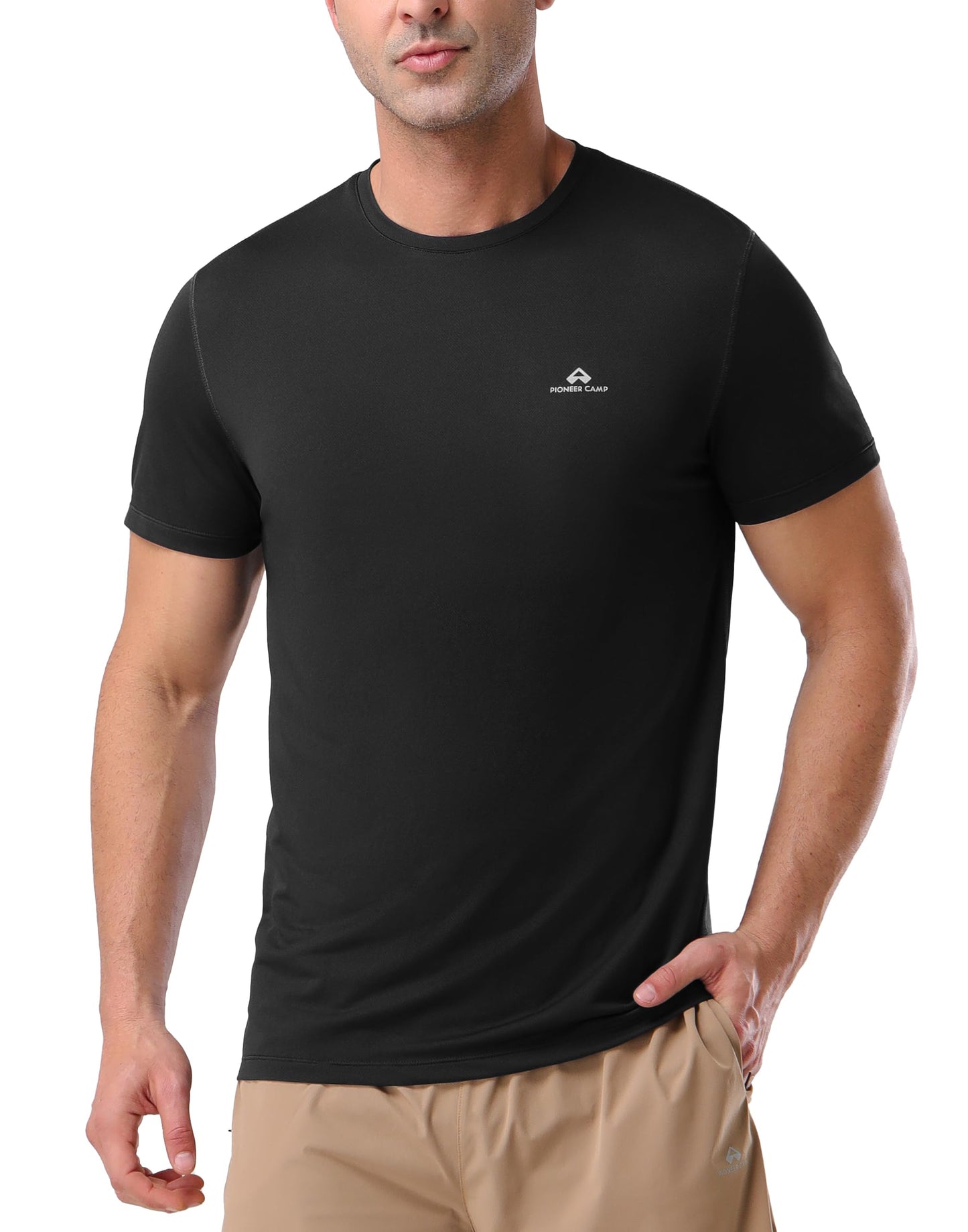 Pioneer Camp Men's Workout Gym Shirts Moisture Wicking Athletic Performance T-Shirts Quick Dry Running Active Top Tees Black