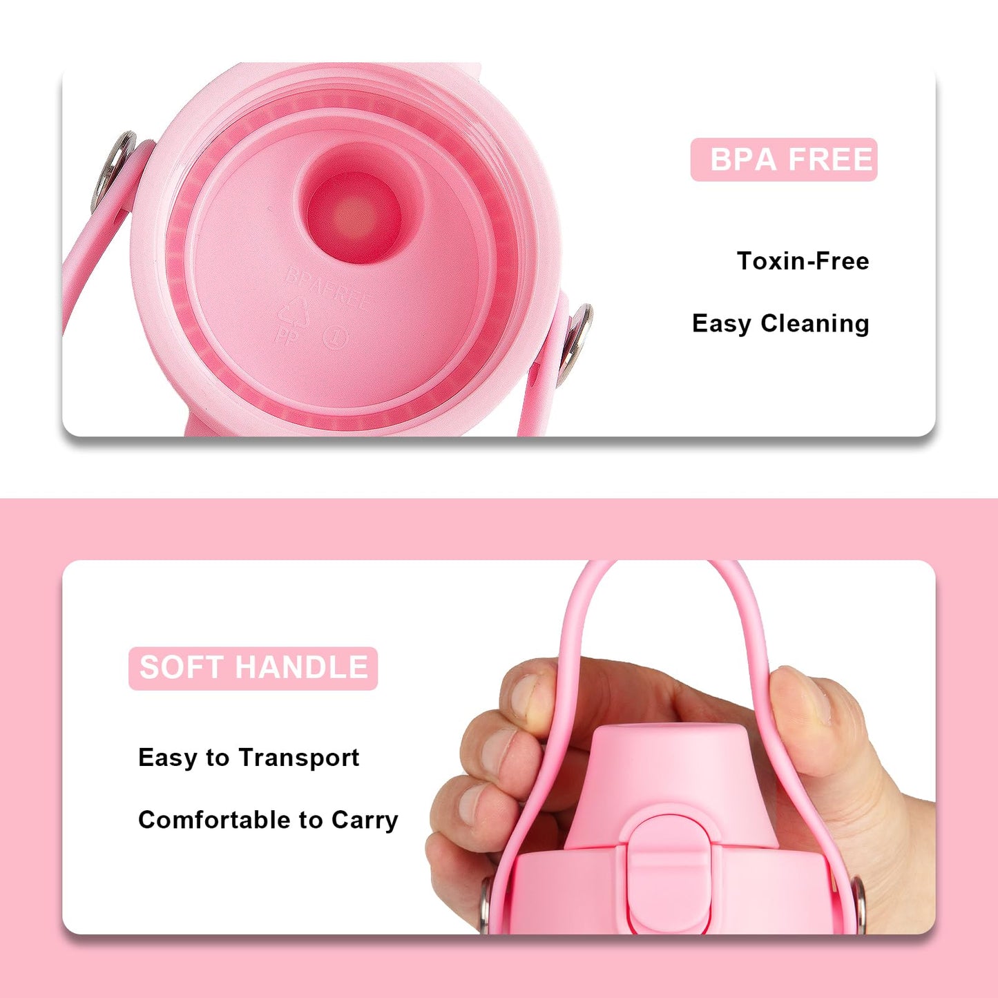 EIPOSAU Auto Flip Lid for Hydro Flask Wide Mouth, Great Spout Lid for Simple Modern, Fits for Iron Flask and Other Brands, Replacement Lid with Button Lock, Pink