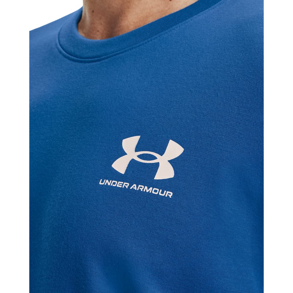 Under Armour Men's Rival Terry Long Crew Neck T-Shirt, Victory Blue (474)/Onyx White, Medium
