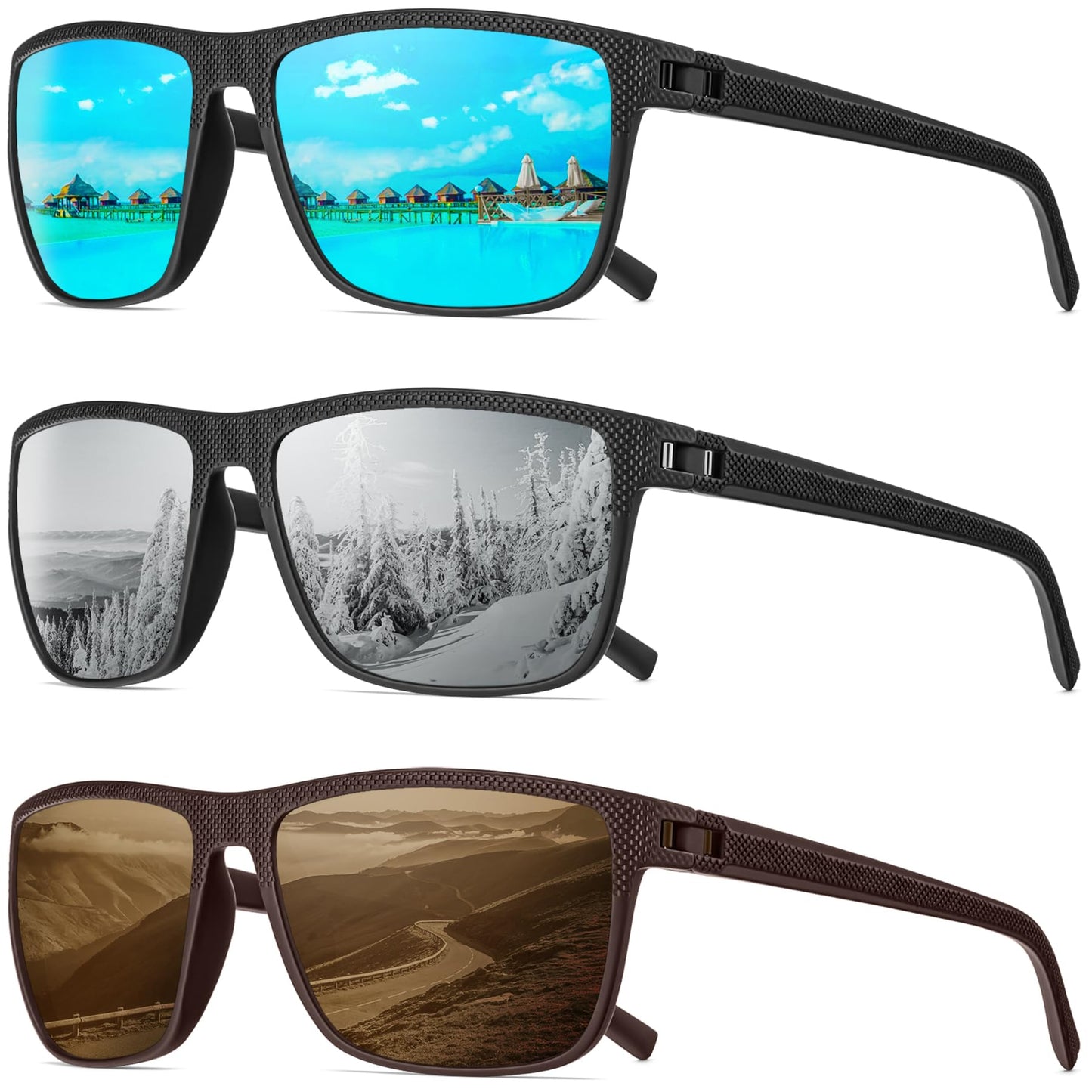 QALLY Polarized Sunglasses Men, Mens Sunglasses Polarized UV protection Lightweight Sun Glasses for Driving Fishing Golf