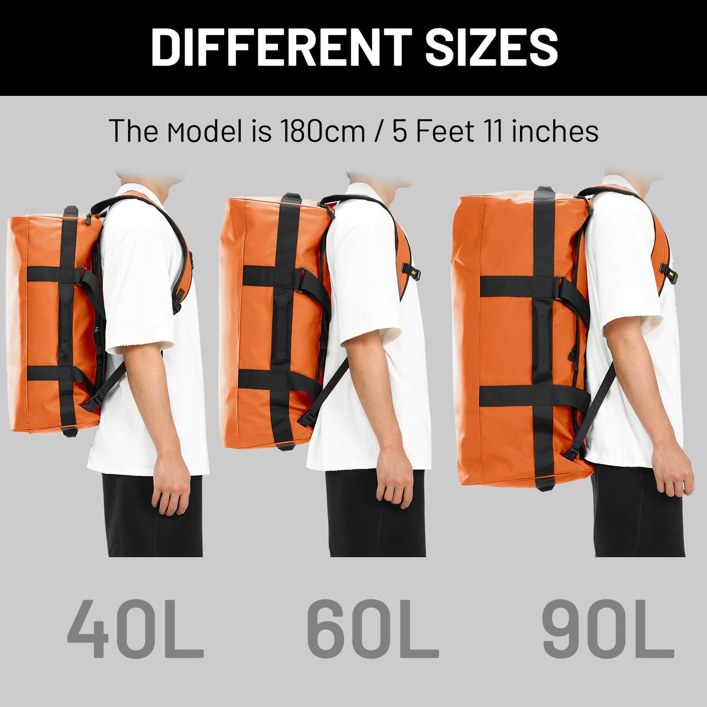 MIER 40L Backpack Duffle for Men Heavy Duty Duffel Bag with Backpack Straps for Travel, Gym, Sports, Convertible and Water Resistant, Orange