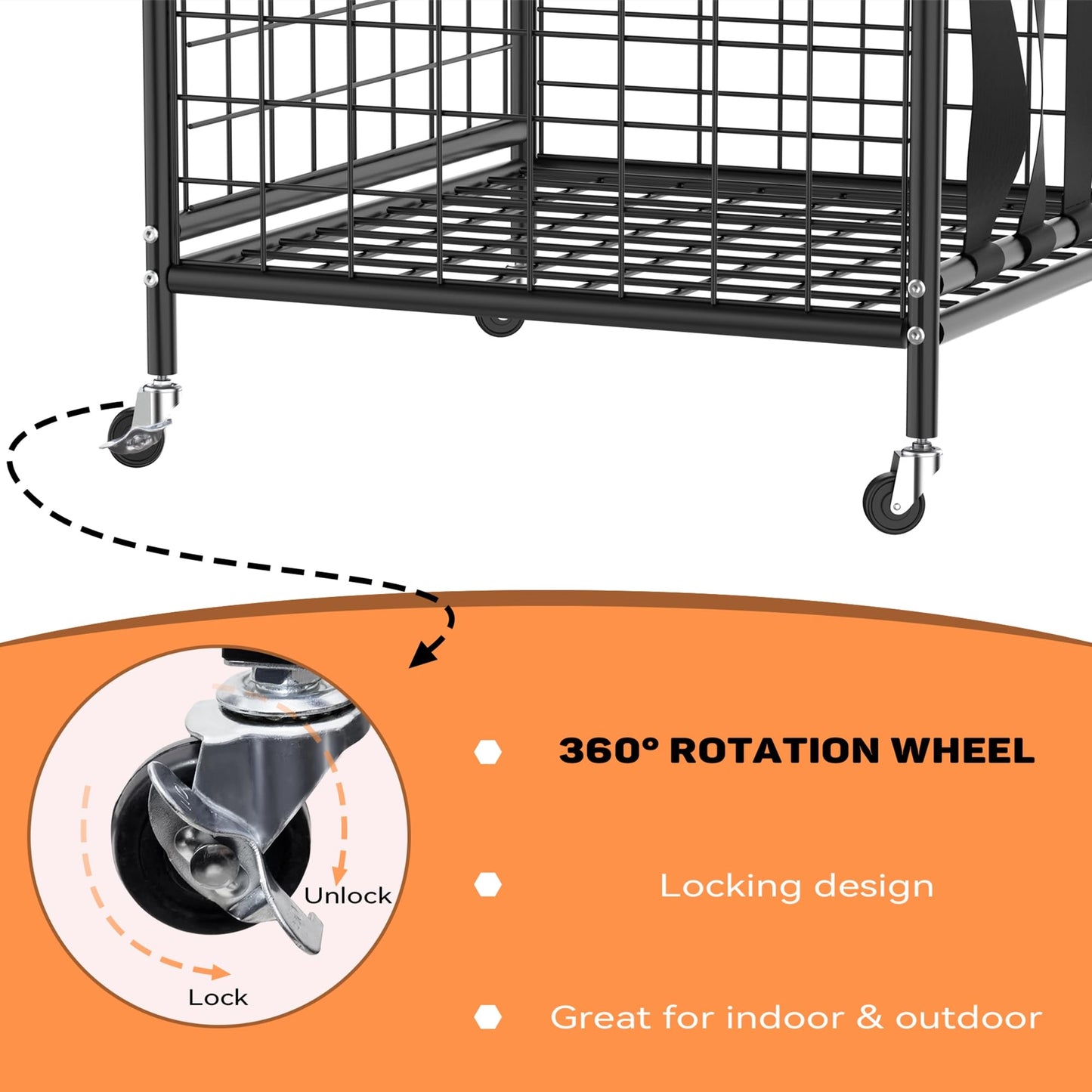 WALMANN Garage Ball Storage, Sports Ball and Sport Equipment Organizer Ball Storage Rack Indoor/Outdoor Rolling Ball/Toy Storage Cart