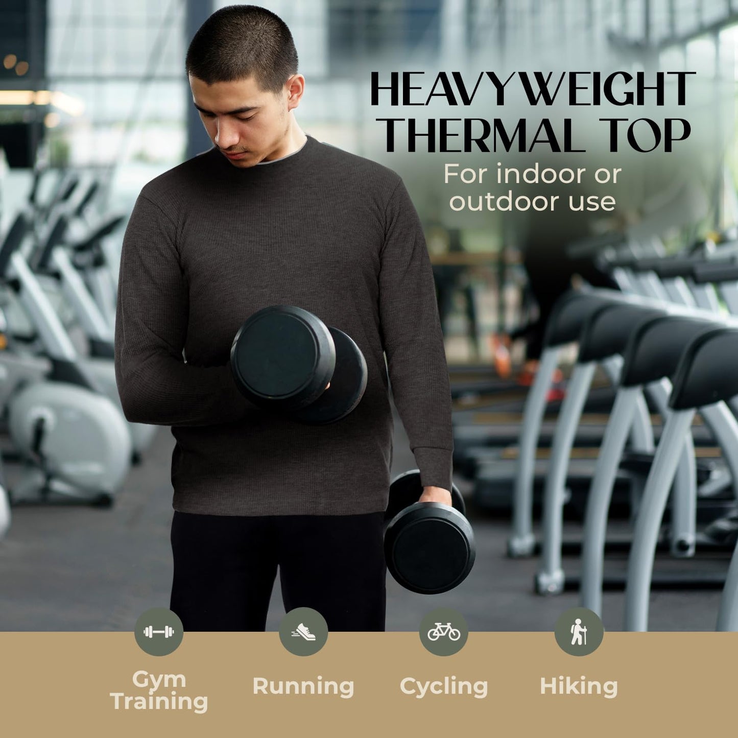 JMR Men's Thermal Shirt Heavy Weight Long Sleeve Waffle Crew Neck Top Underwear, Colors, Sizes (Charcoal, X-Large)