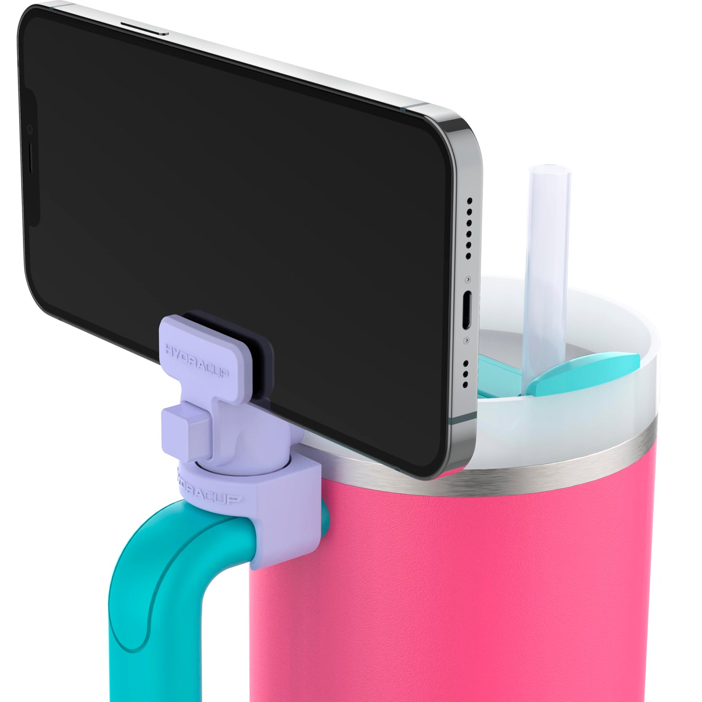 HydraClip Phone Attachment - Watch, Carry, Record, & Stay Organized, Use as Phone Stand or Tripod, Hands Free Detachable, Stanley Cup Accessories, Spring Loaded Secure Grip (Purple)