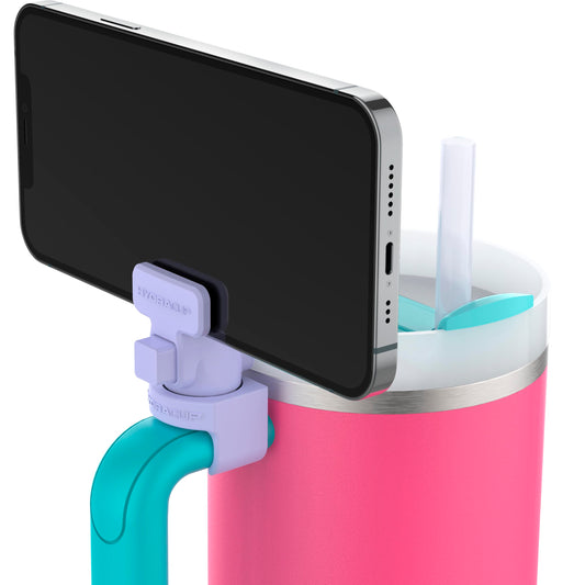 HydraClip Phone Attachment - Watch, Carry, Record, & Stay Organized, Use as Phone Stand or Tripod, Hands Free Detachable, Stanley Cup Accessories, Spring Loaded Secure Grip (Purple)