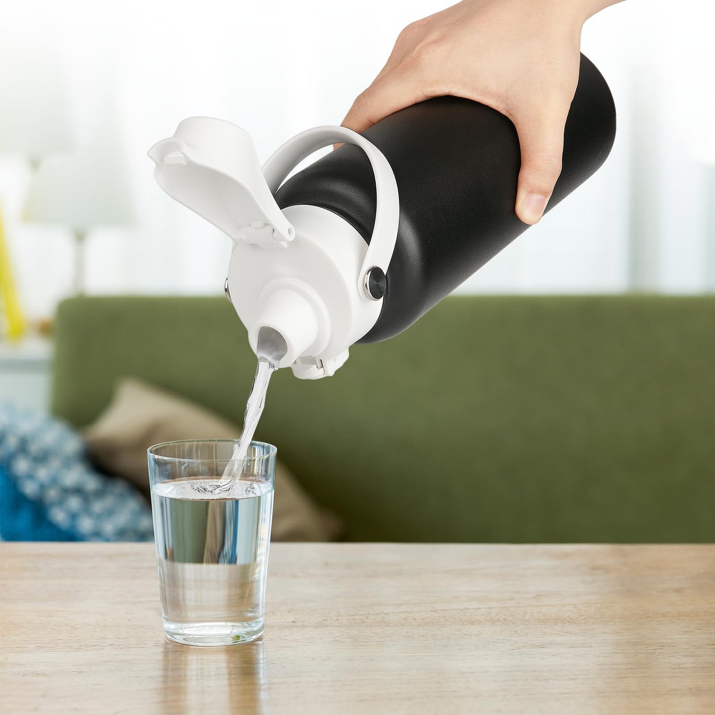 EIPOSAU Auto Flip Lid for Hydro Flask Wide Mouth, Great Spout Lid for Simple Modern, Fits for Iron Flask and Other Brands, Replacement Lid with Button Lock, White