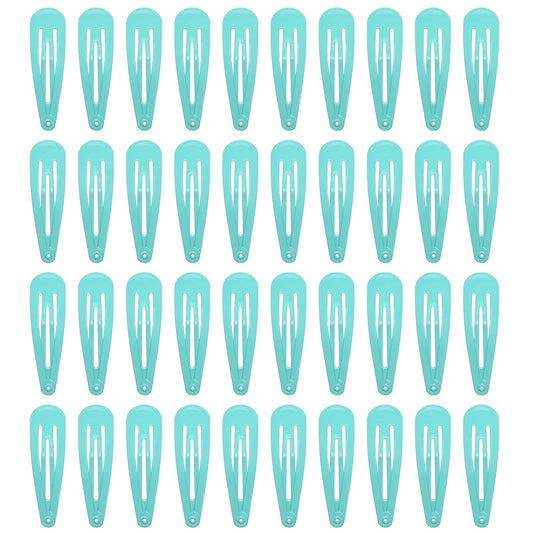 40 Counts Colorful Metal Snap Hair Clips 2 Inch Barrettes for Women Accessories (light green)