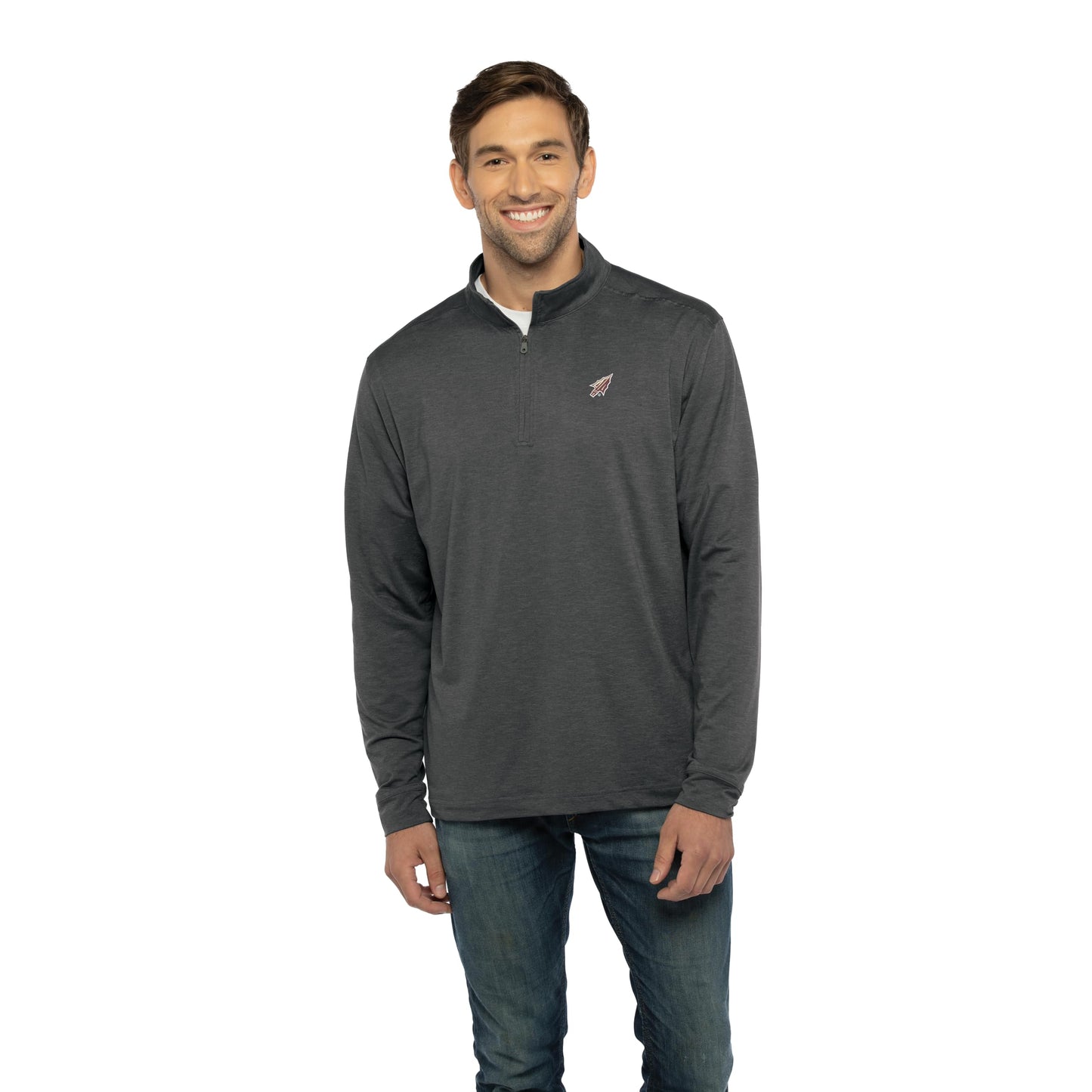 Vantage Apparel Men's Collegiate Premium Lightweight Stretchy Gray 1/4 Zip Pullover, Florida State Seminoles, Dark Gray, Medium