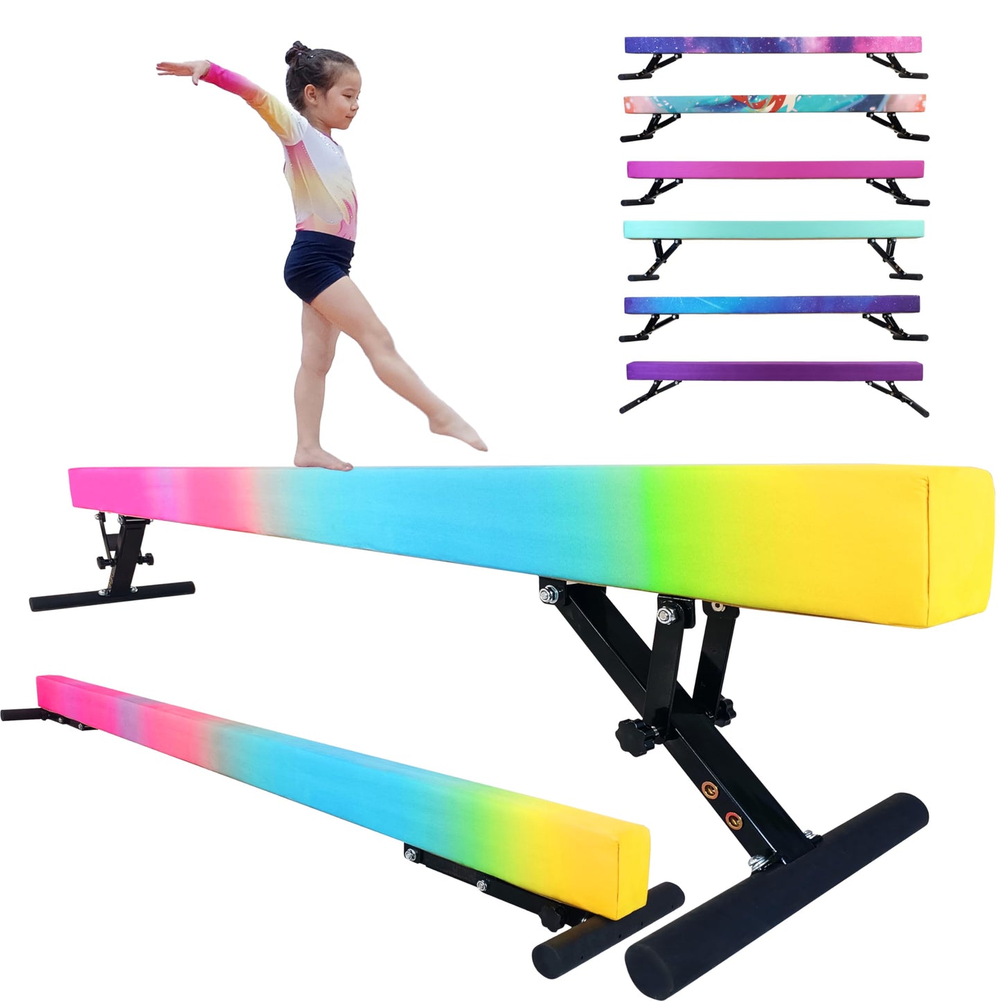 Seliyoo Adjustable Balance Beam,8FT gymnasitcs Beam, Balance Beam for Kids Ages 3-20,high and Lower Floor Beam,Gym Equipment for All Skills Practice at Home