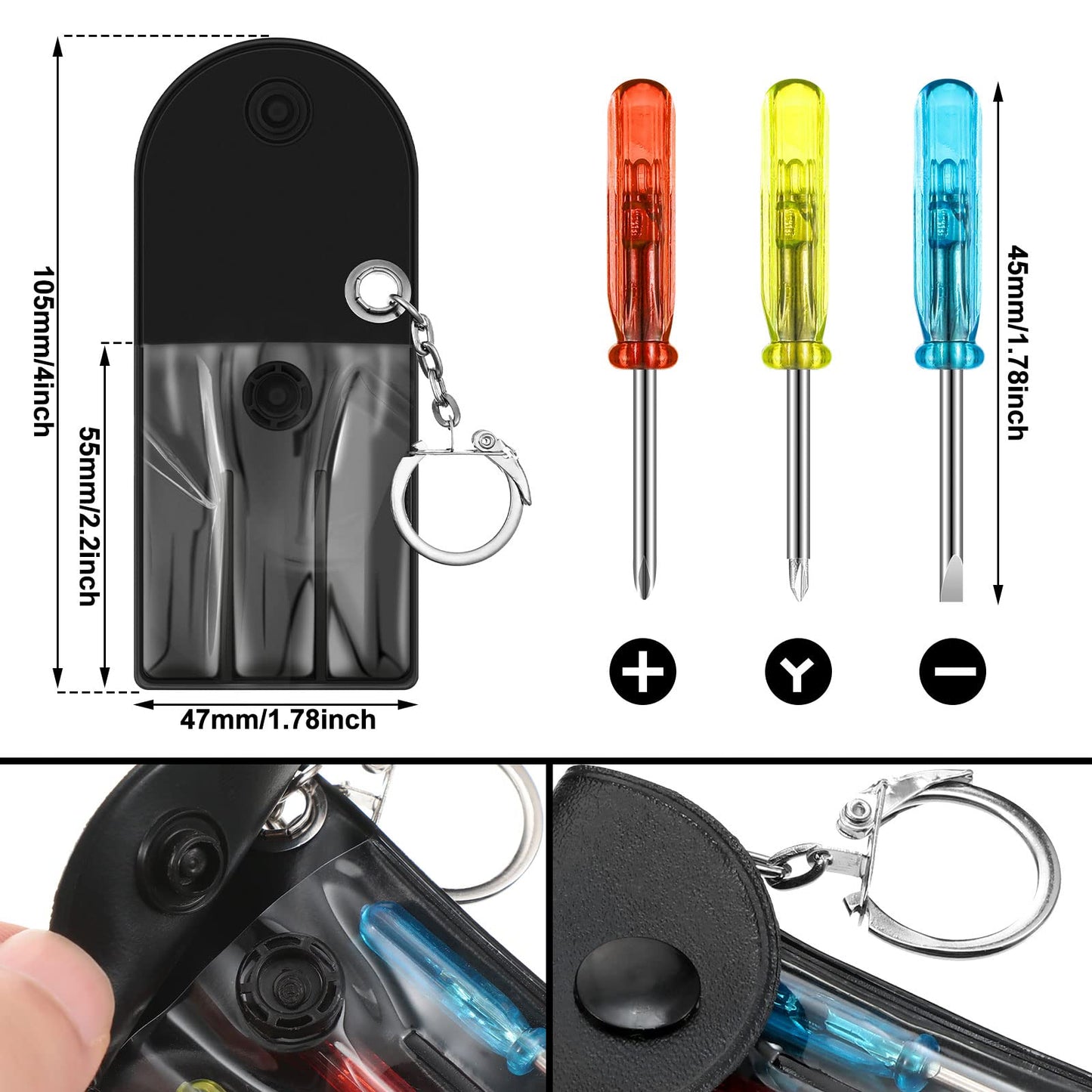 Jutom Mini Screwdriver Keychain Set Mini Flashlight Bulk LED Keychain Mini Hand Tool Gifts for Men Adult Party Favors (Red, Black, Blue,72 Pcs)