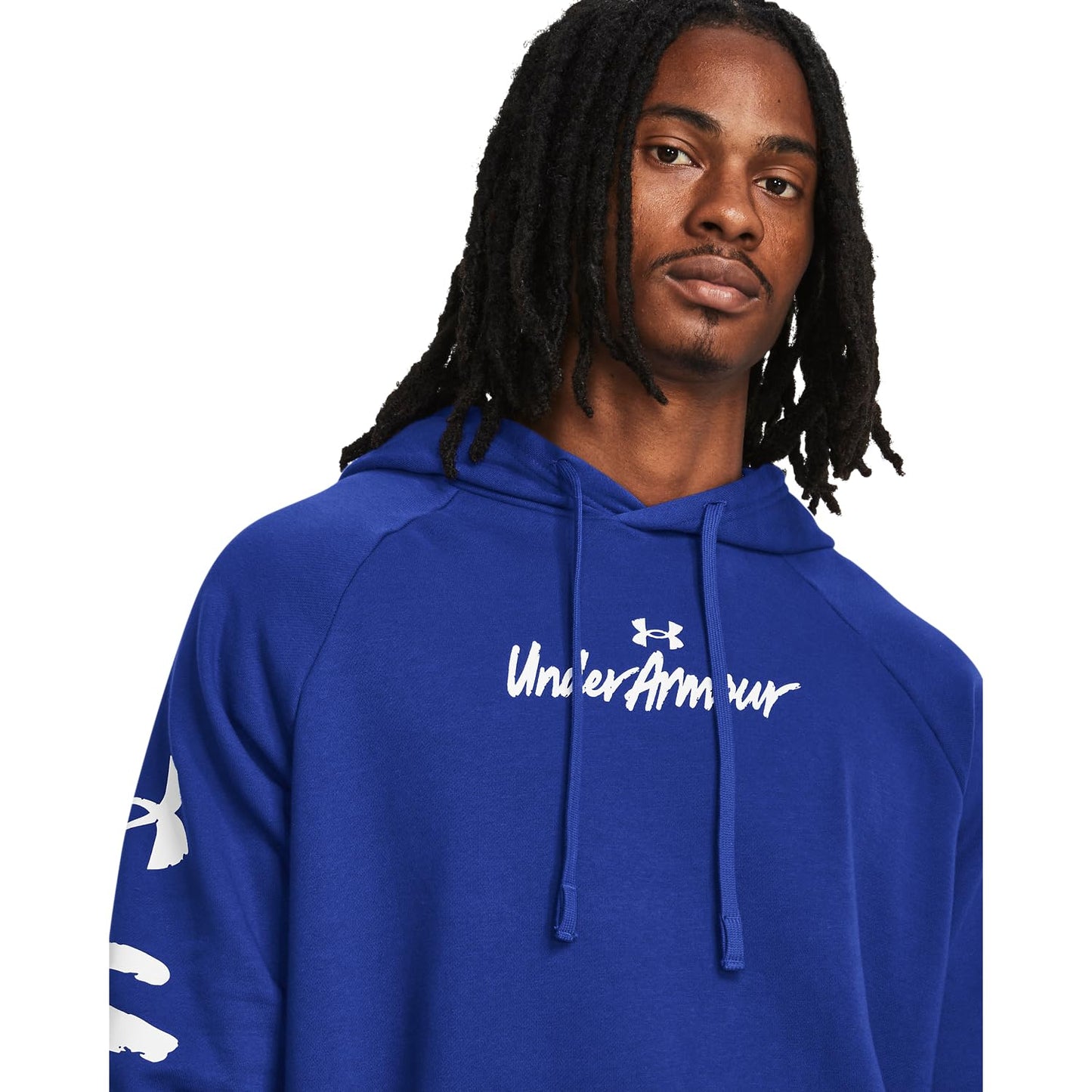 Under Armour mens Rival Fleece Graphic Hoodie, (400) Royal / / White, Medium