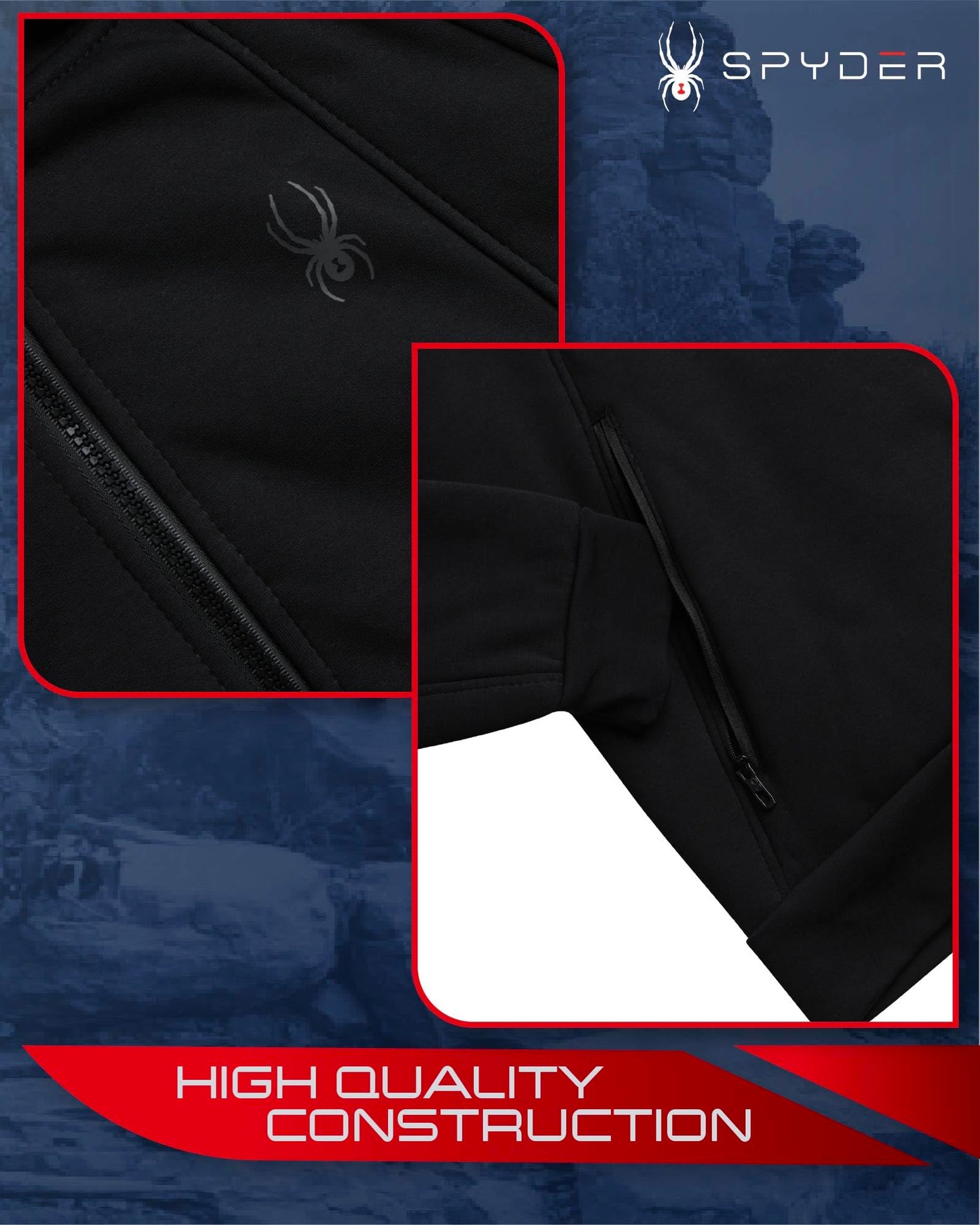 Spyder Men's Hoodie - Sherpa Lined Fleece Zip Up Jacket with ThermoWeb Insulation - Warm Outerwear Hoodies for Men (S-XXL), Size X-Large, Black