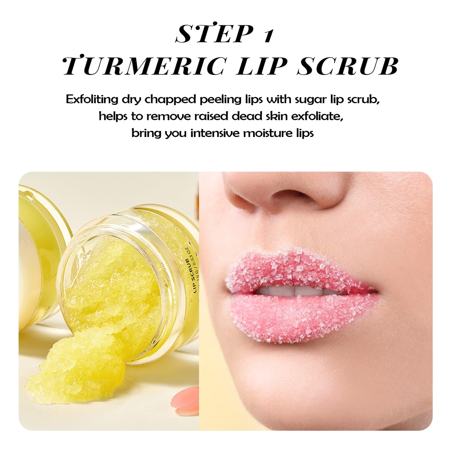 ANAI RUI Lip Care Kit - Sugar Scrub Set, Sleeping Mask & Exfoliator - Overnight Skin Treatment - Scrub & Moisturizer for Dry Chapped Cracked Peel Lips (Turmeric+Honey)