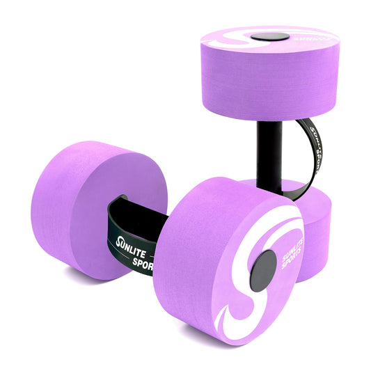 Sunlite Sports Water Weights Pool Exercise Dumbbells, Water Aerobic Equipment, High-Density EVA-Foam Dumbbell with Handle Strip, Aqua Therapy, Pool Fitness, Water Exercise, Set of 2