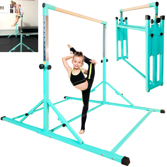 PreGymnastic Foldable Gymnastics Bar, 6FT Gymnastic Horizontal Bars, Folding Training Bar for Kids and Teenagers 3-18, Weight Limit 500 LB, Adjustable kip Bar,Children Home Gym Equipment Indoor