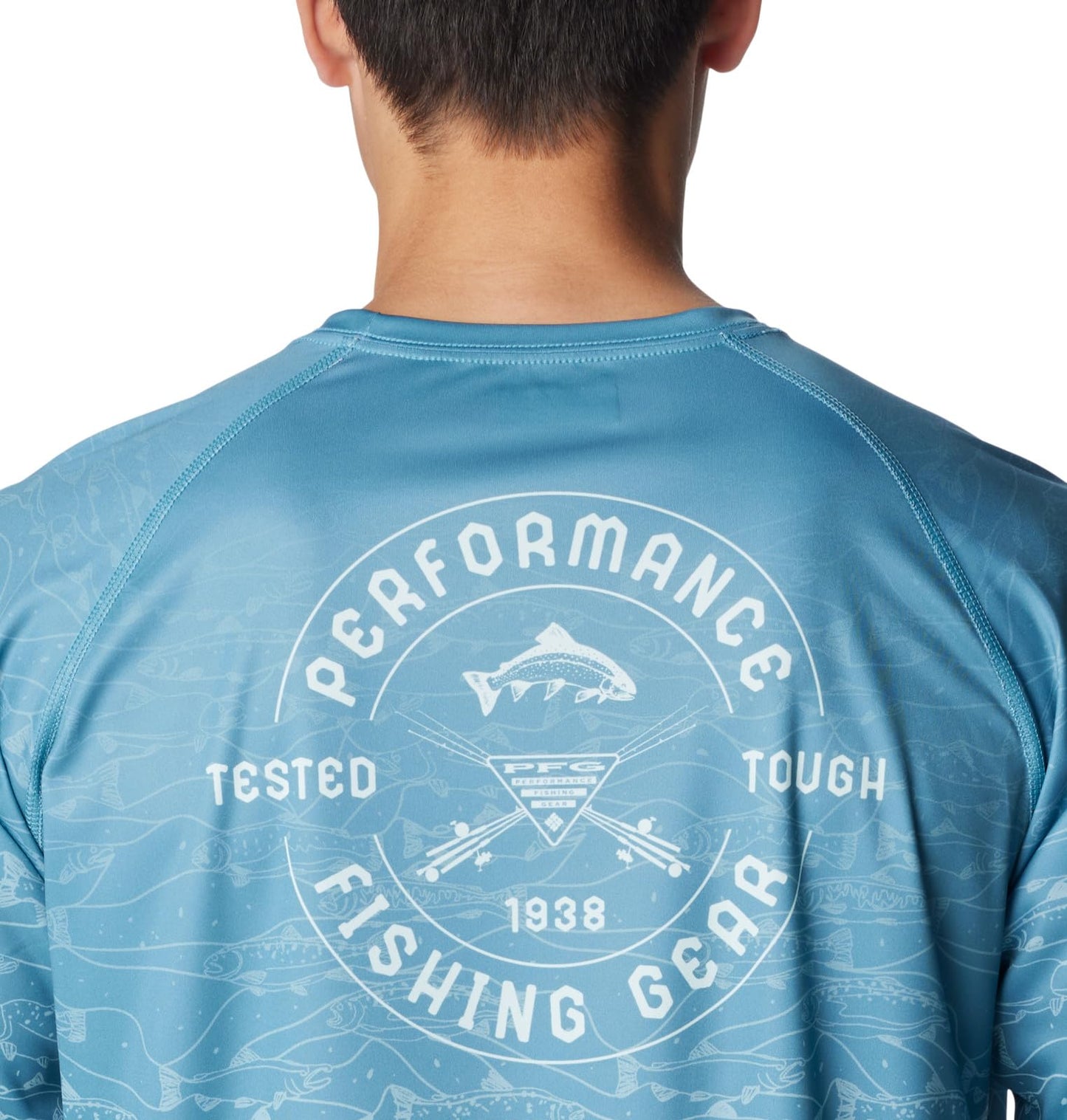 Columbia Men's Super Terminal Tackle PFG Fresh Fade Long Sleeve, Canyon Blue/Tested Tough Fresh Super Fade, Small