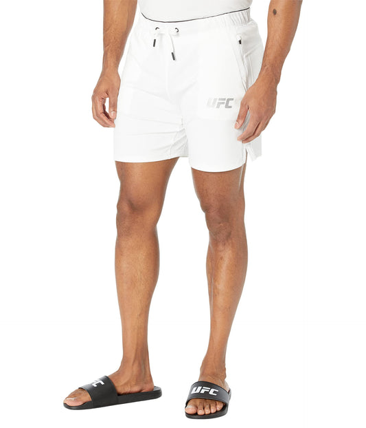 UFC Men’s Elastic Waist Shorts Without Brief – Stretchable Polyester – Drawstring Closure – Zippered Pocket White 2XL 7