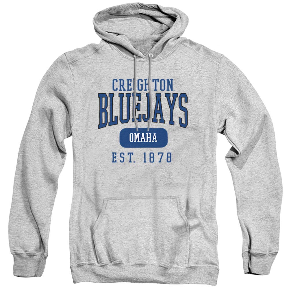 Creighton University Official Founded Date Unisex Adult Pull-Over Hoodie,Athletic Heather, Medium