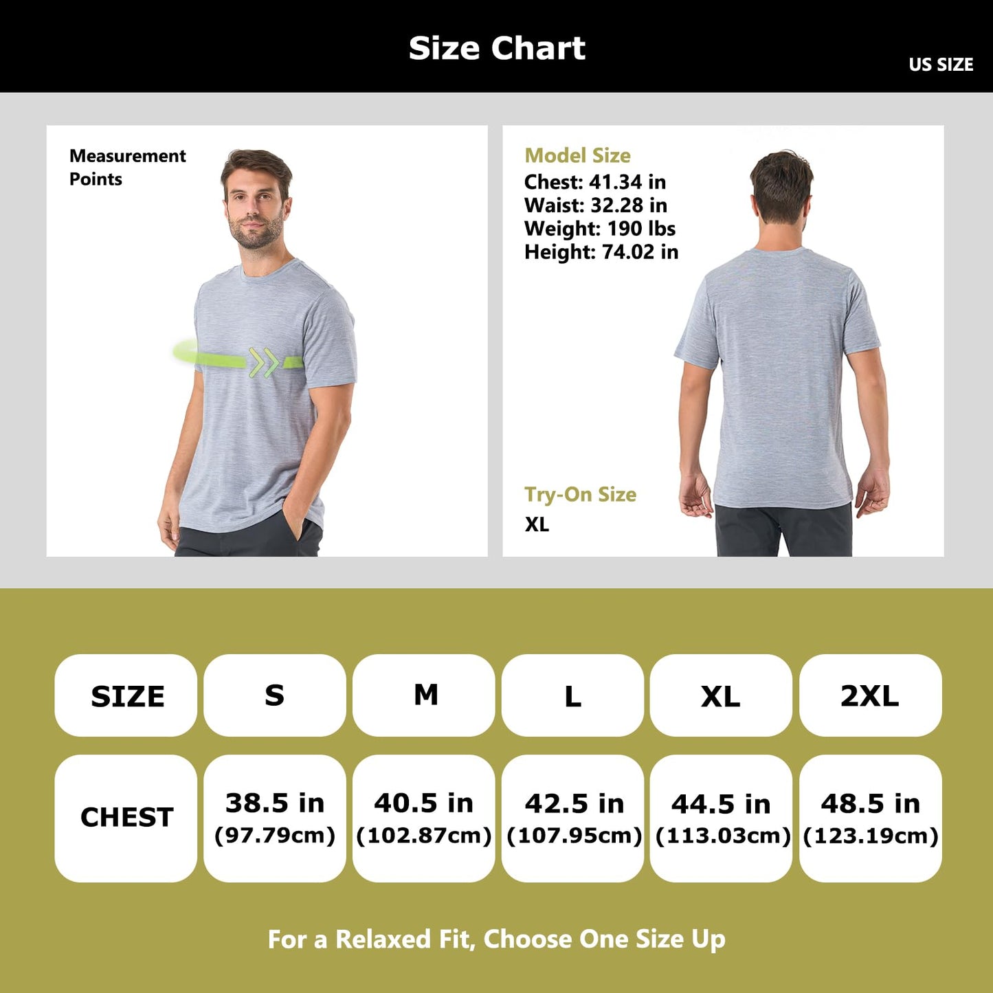 Merino Protect 100% Merino Wool T Shirts for Men Odor Resistance Base Layer Lightweight Hiking T-Shirt