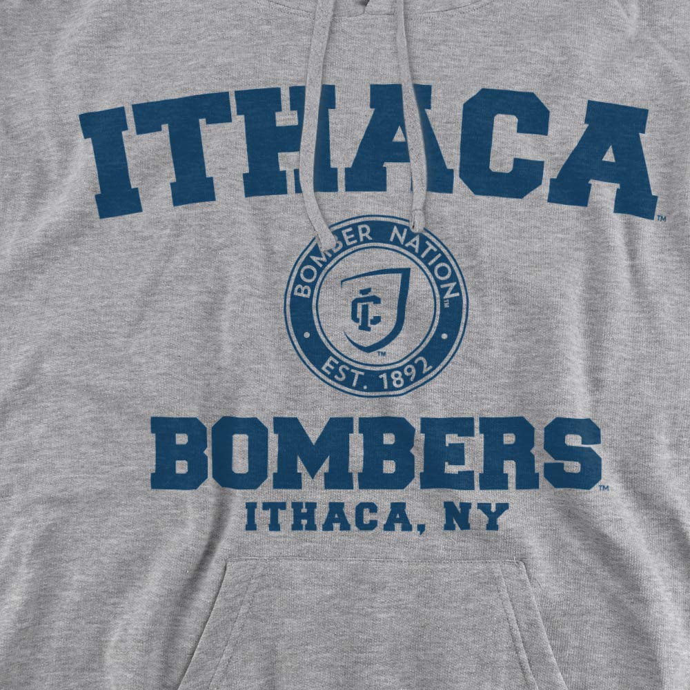 Ithaca College Official Circle Logo Unisex Adult Pull-Over Hoodie,Athletic Heather, Medium
