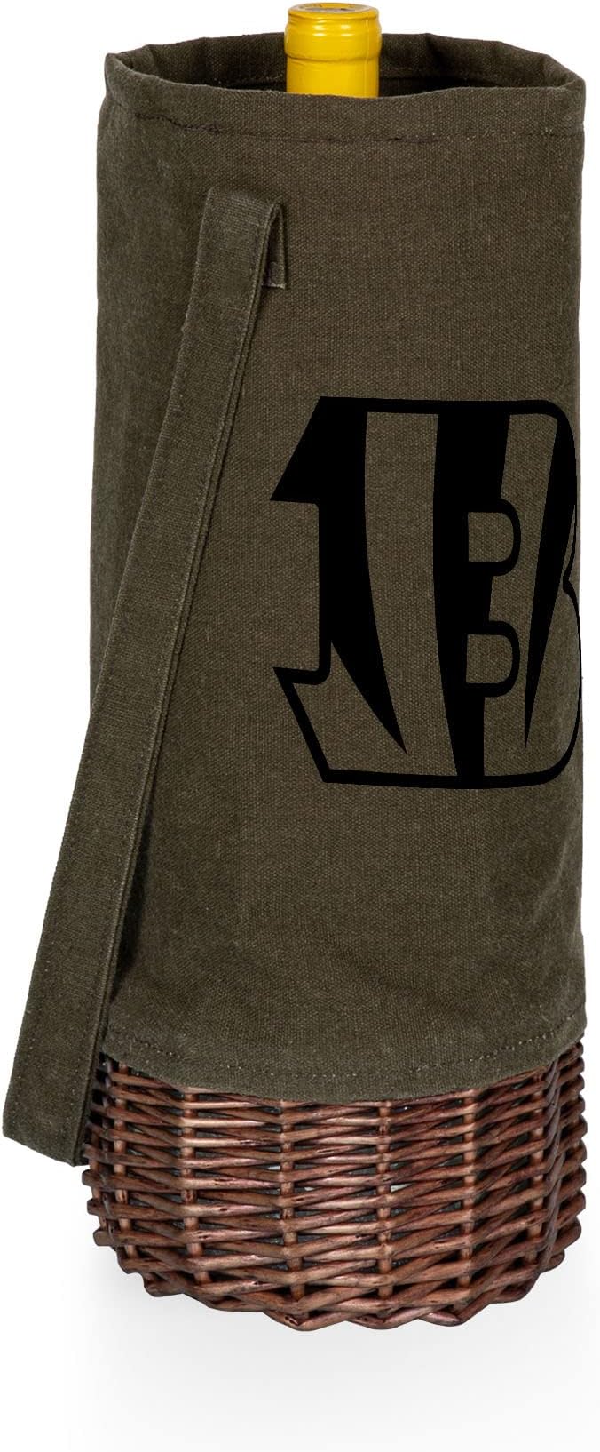 PICNIC TIME NFL Unisex-Adult NFL Malbec Insulated Canvas and Willow Wine Bottle Basket