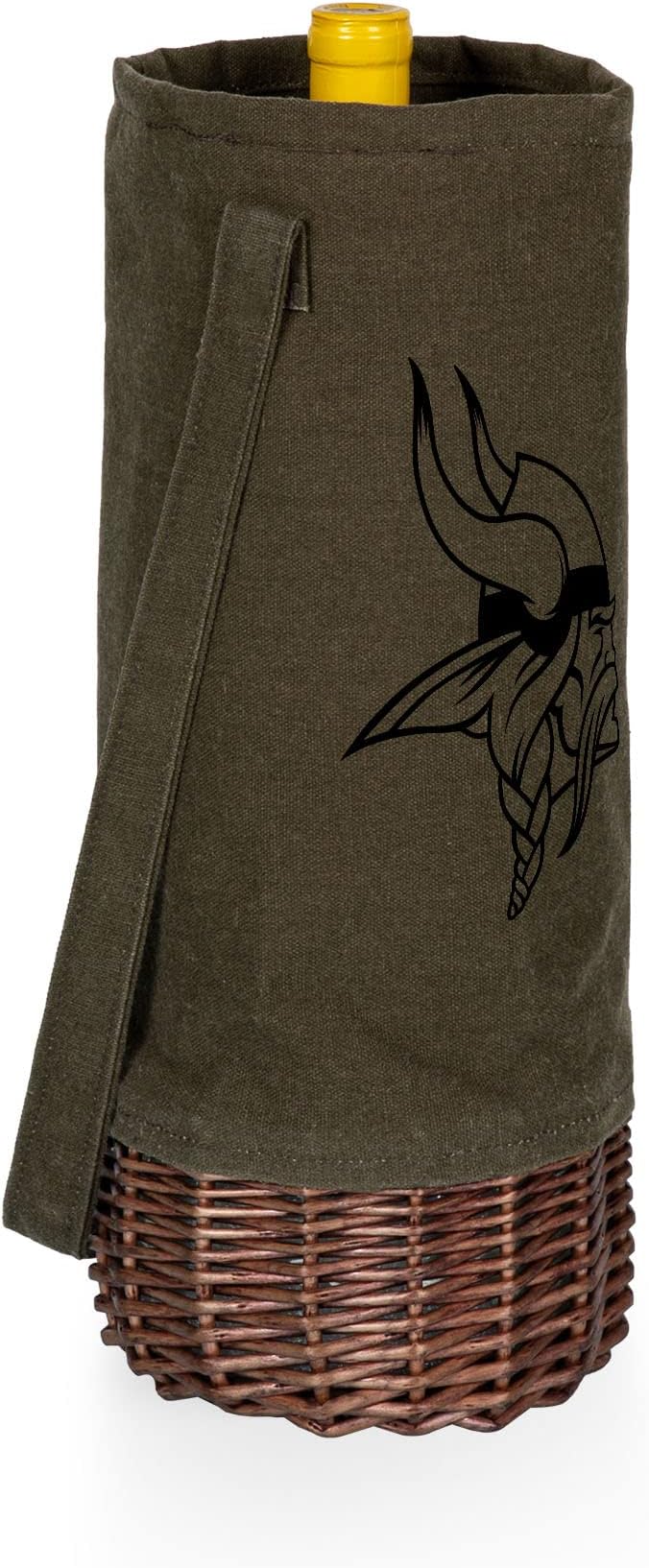 PICNIC TIME NFL Unisex-Adult NFL Malbec Insulated Canvas and Willow Wine Bottle Basket