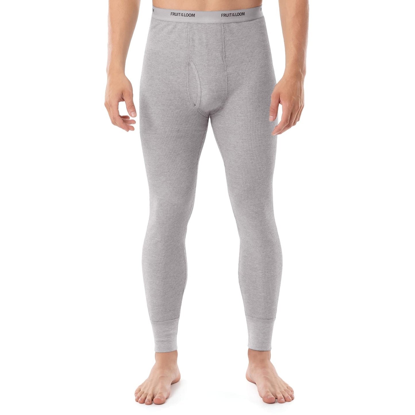 Fruit of the Loom Men's Classic Midweight Waffle Thermal Underwear Bottoms (2-Pack), Light Grey Heather/Black Soot, XX-Large