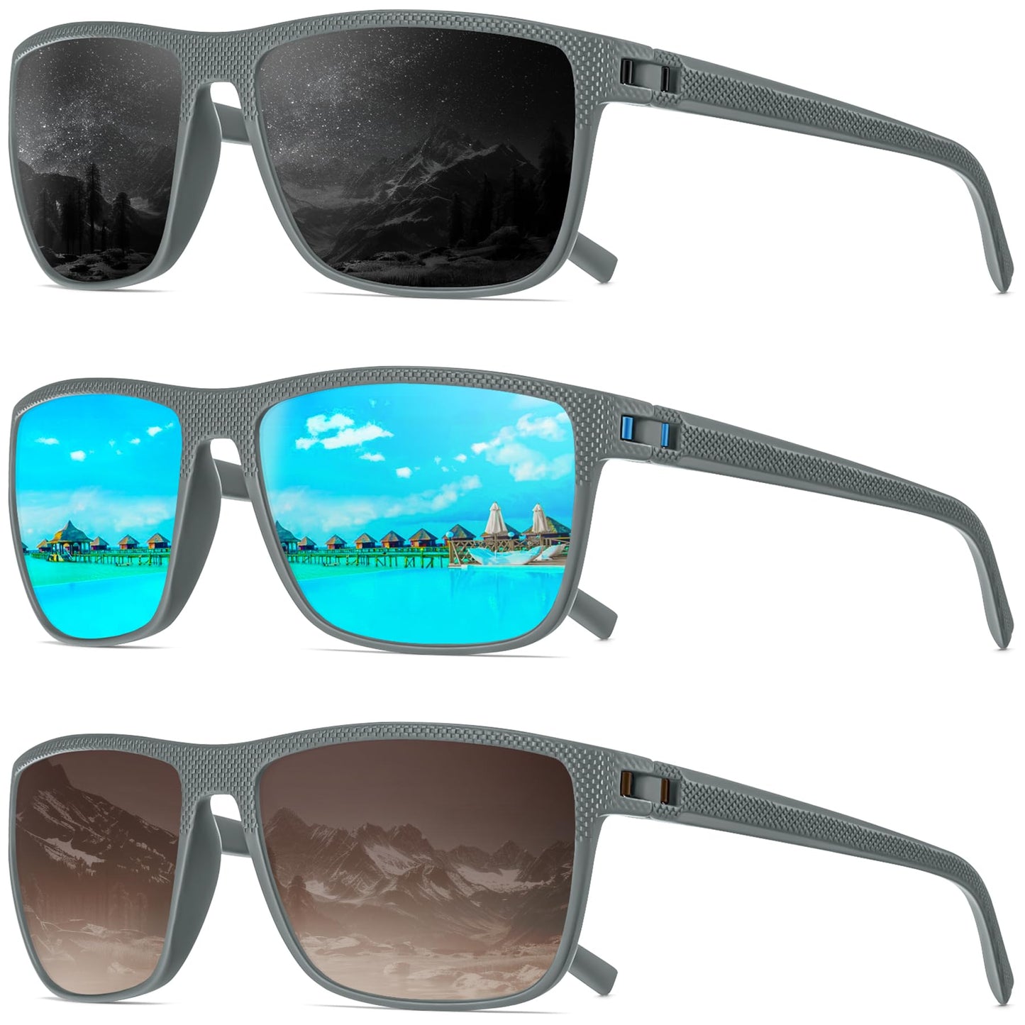 QALLY Polarized Sunglasses Men, Mens Sunglasses Polarized UV protection Lightweight Sun Glasses for Driving Fishing Golf