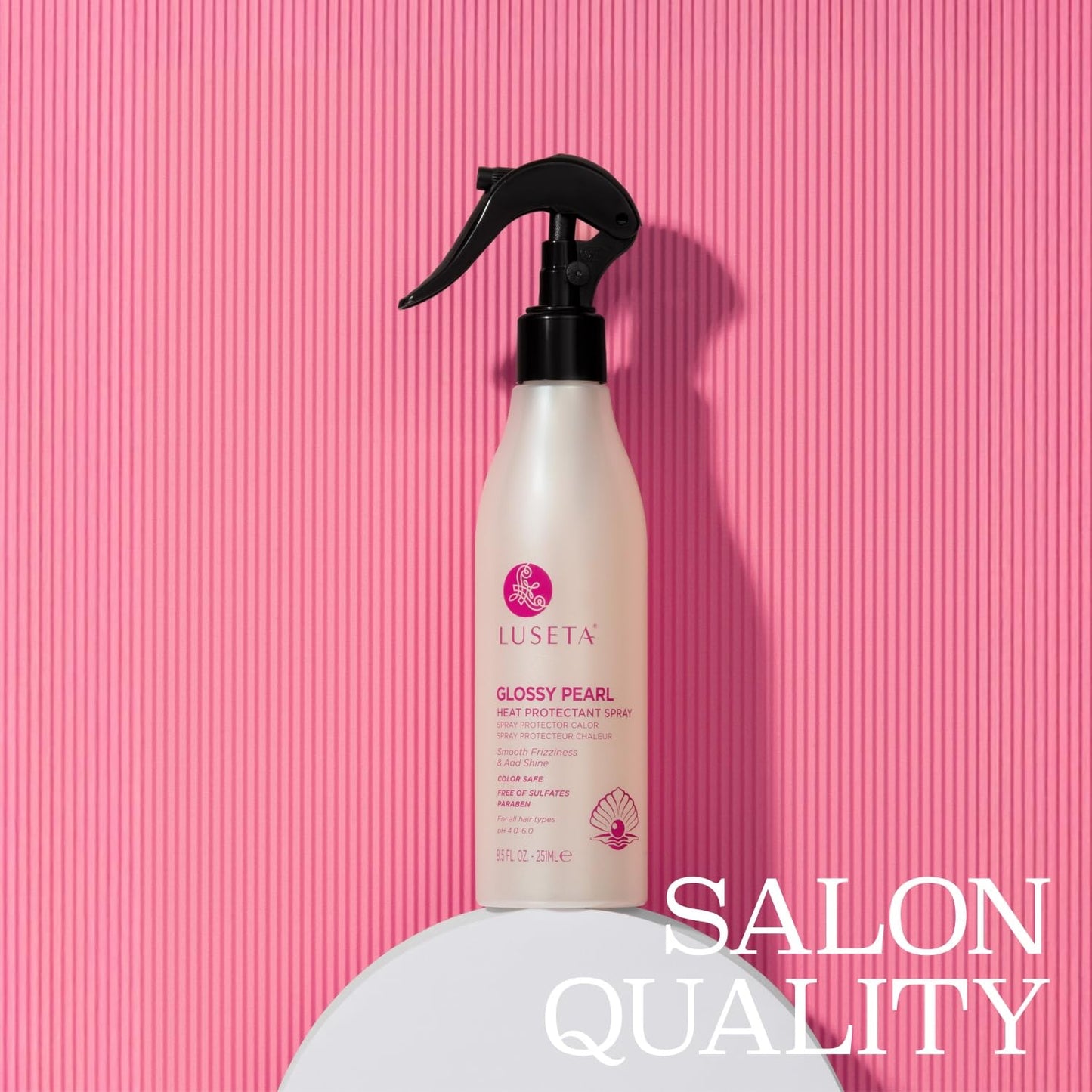 Luseta Glossy Pearl Heat Protectant Spray Smoothing Thermal Protection Treatment Enhance Shine and Add Strength for All Hair Types Protect Hair from Heat Damage 8.5oz