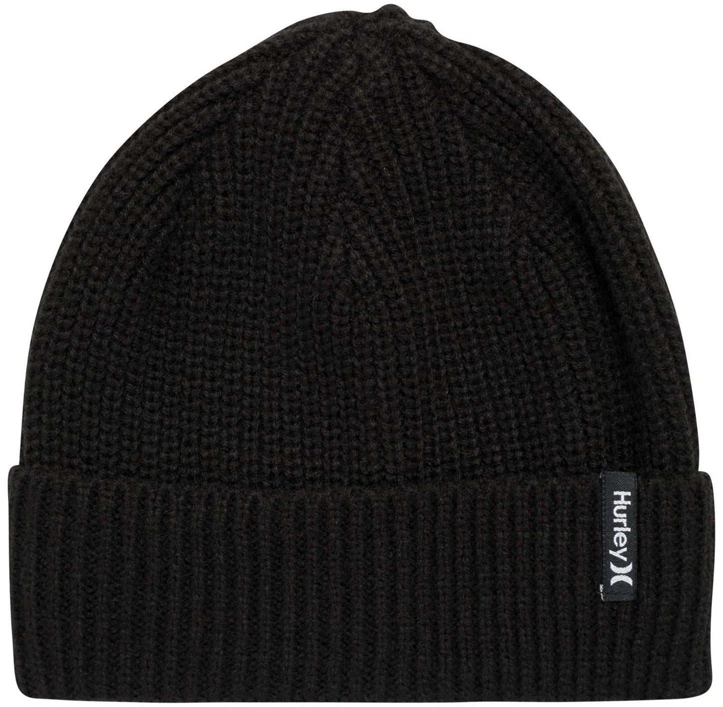 Hurley Men's Cuffed Beanie - Classic Midweight Loose Knitted Winter Hat for Men, Black