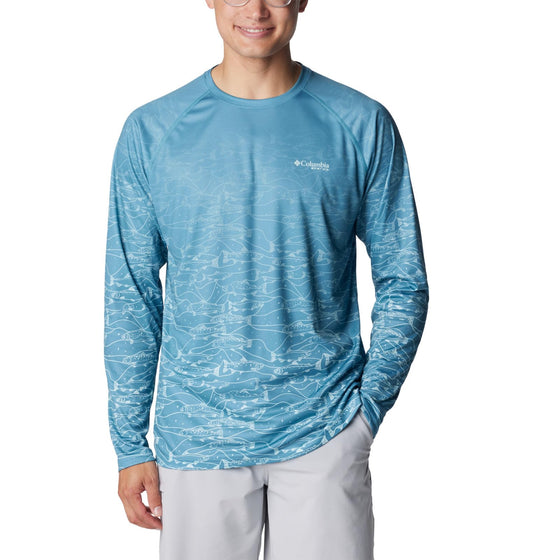Columbia Men's Super Terminal Tackle PFG Fresh Fade Long Sleeve, Canyon Blue/Tested Tough Fresh Super Fade, Small