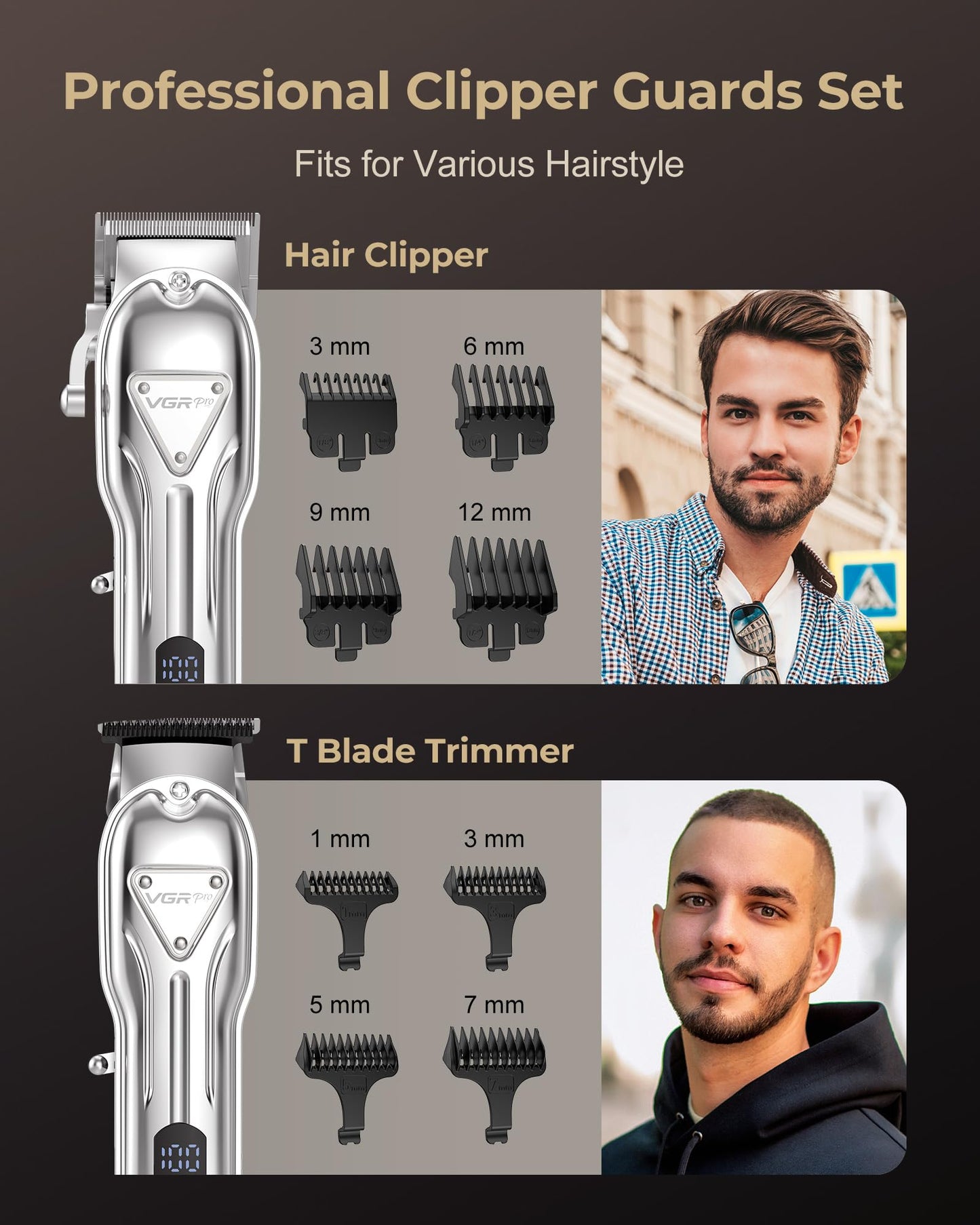 Vgrpro Hair Clippers for Men Professional, Cordless Clipper and Trimmer Set, Clippers for Hair Cutting Kit with Long Battery Life, Electric Hair Trimmer for Family Barber Kids Use