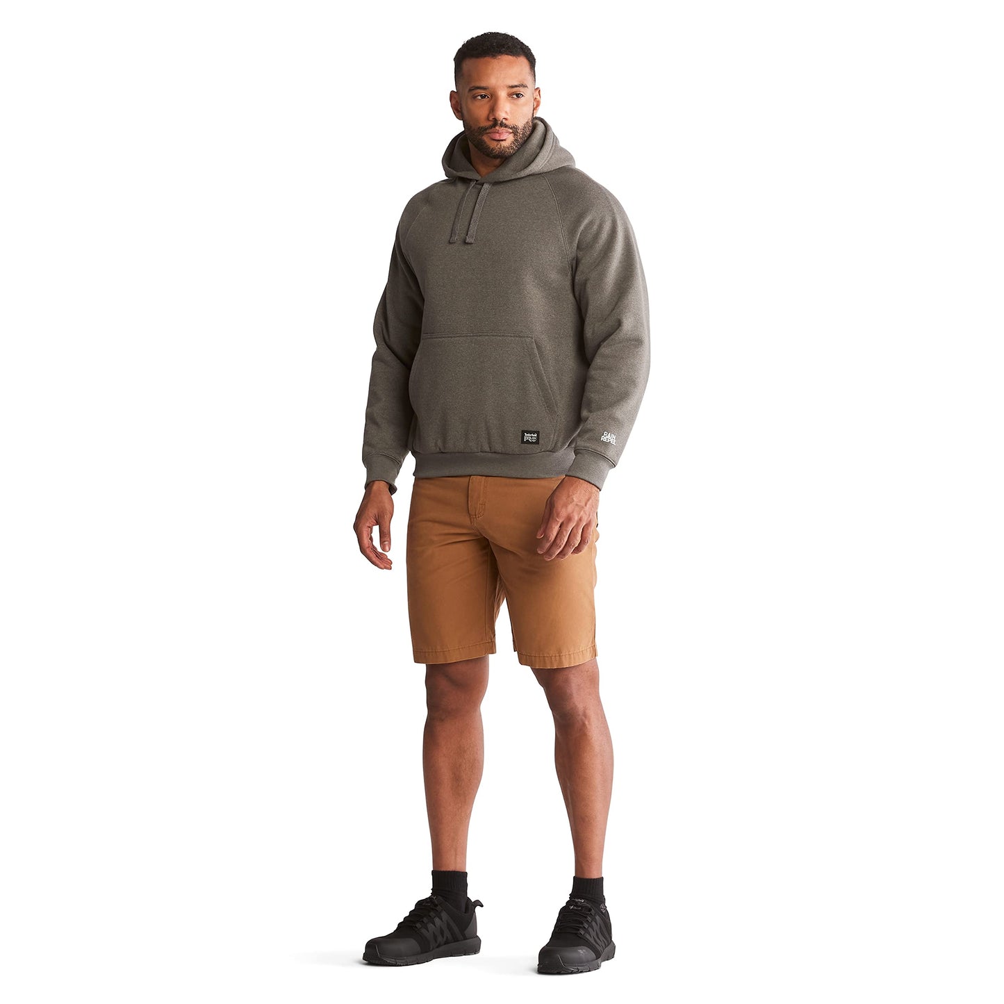 Timberland PRO Men's Standard Honcho Sport Double Duty Pullover Hooded Sweatshirt, Dark Charcoal Heather-White, L