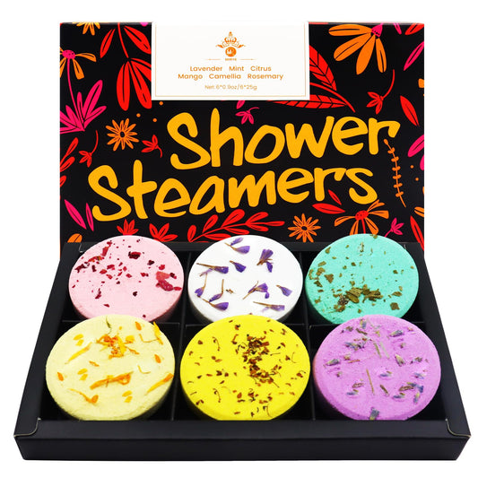 MR MIRYE Shower Steamers Aromatherapy, 6 Pack Shower Steamers Birthday Gifts for Women, Lavender, Mint, Citrus, Mango, Camellia, Rosemary, Aromatherapy Shower Steamer & Shower Bombs
